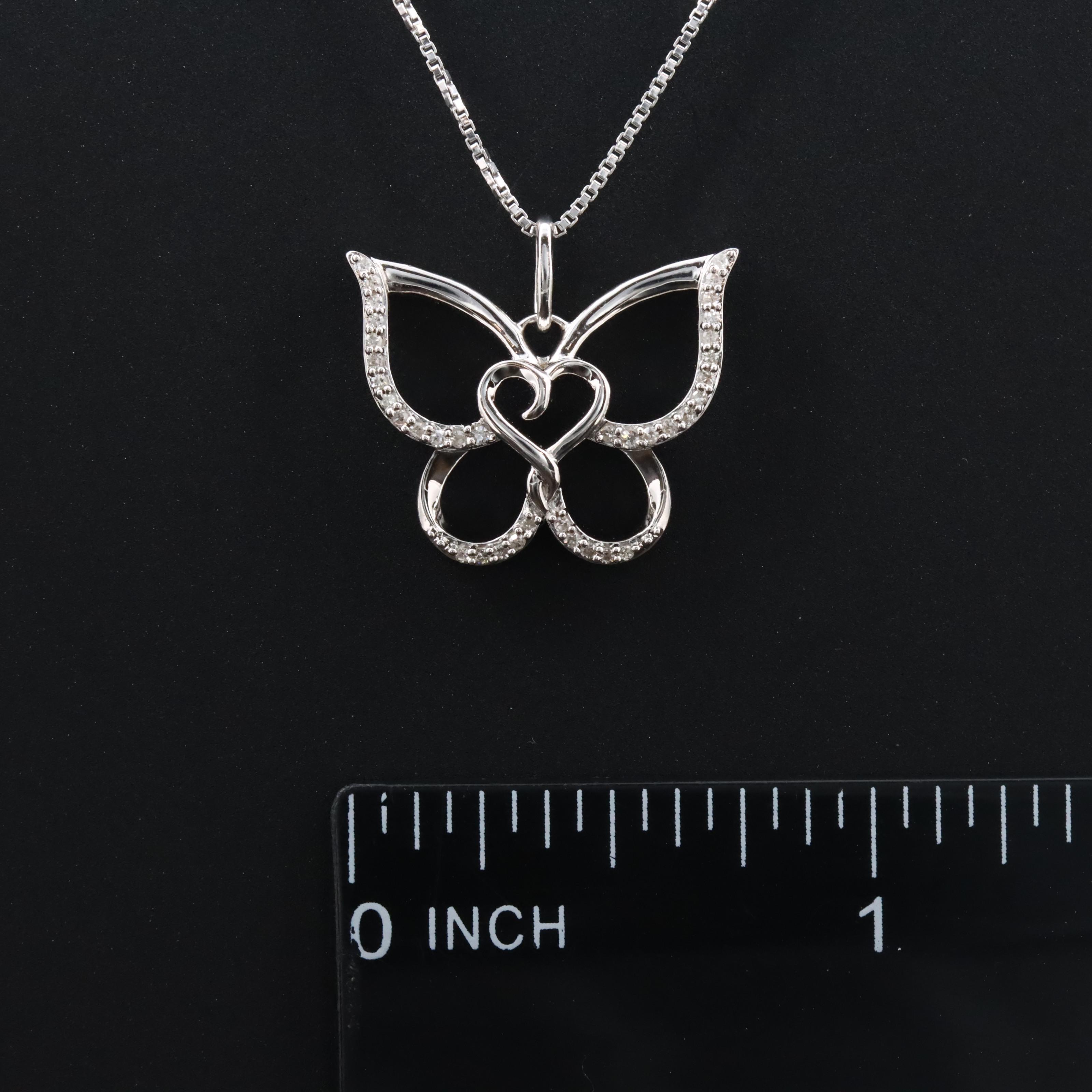 Hallmark Sterling Diamond Butterfly Pendant Necklace