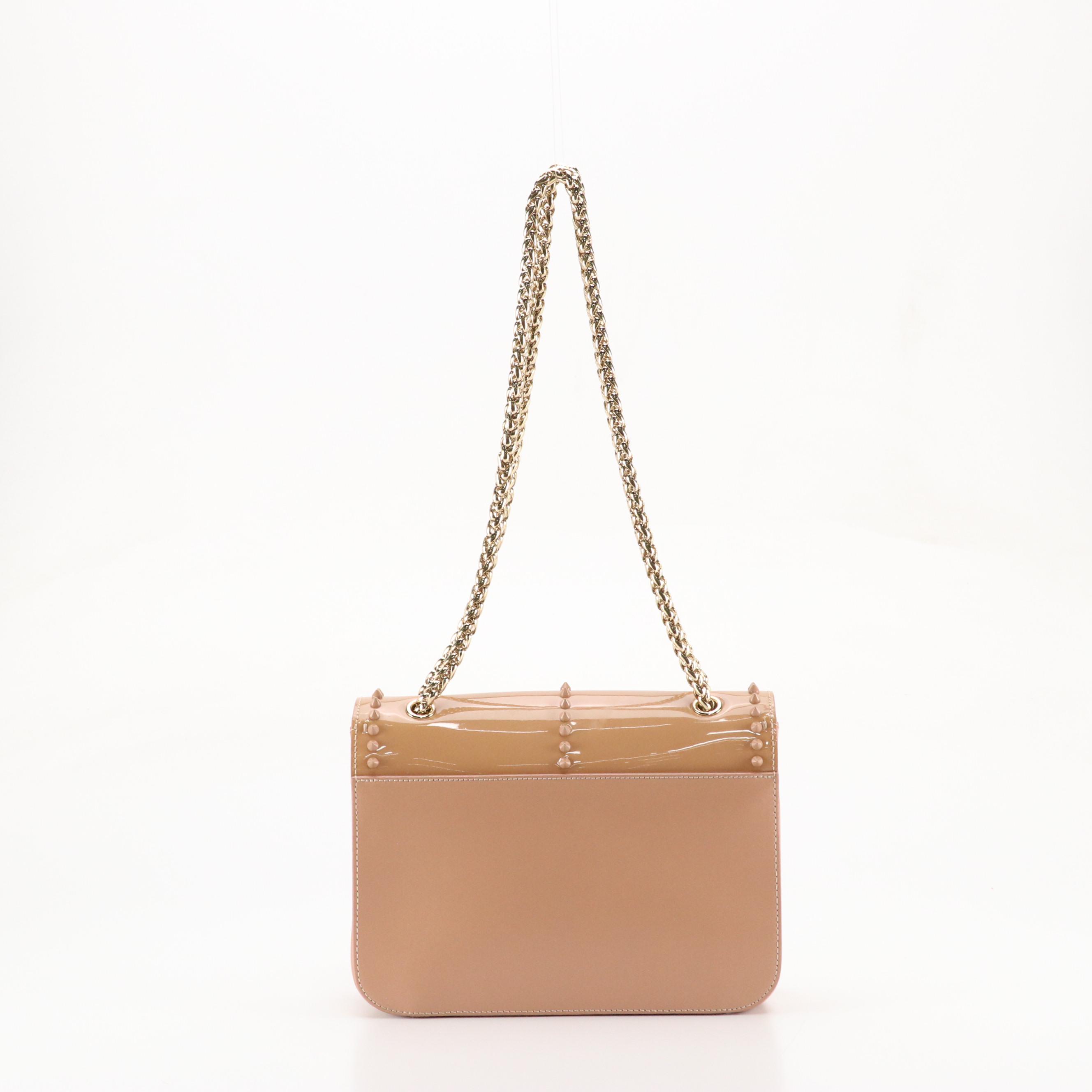 Christian Louboutin Sweet Charity Chain Strap Bag in Tan Spiked Vinyl & Leather