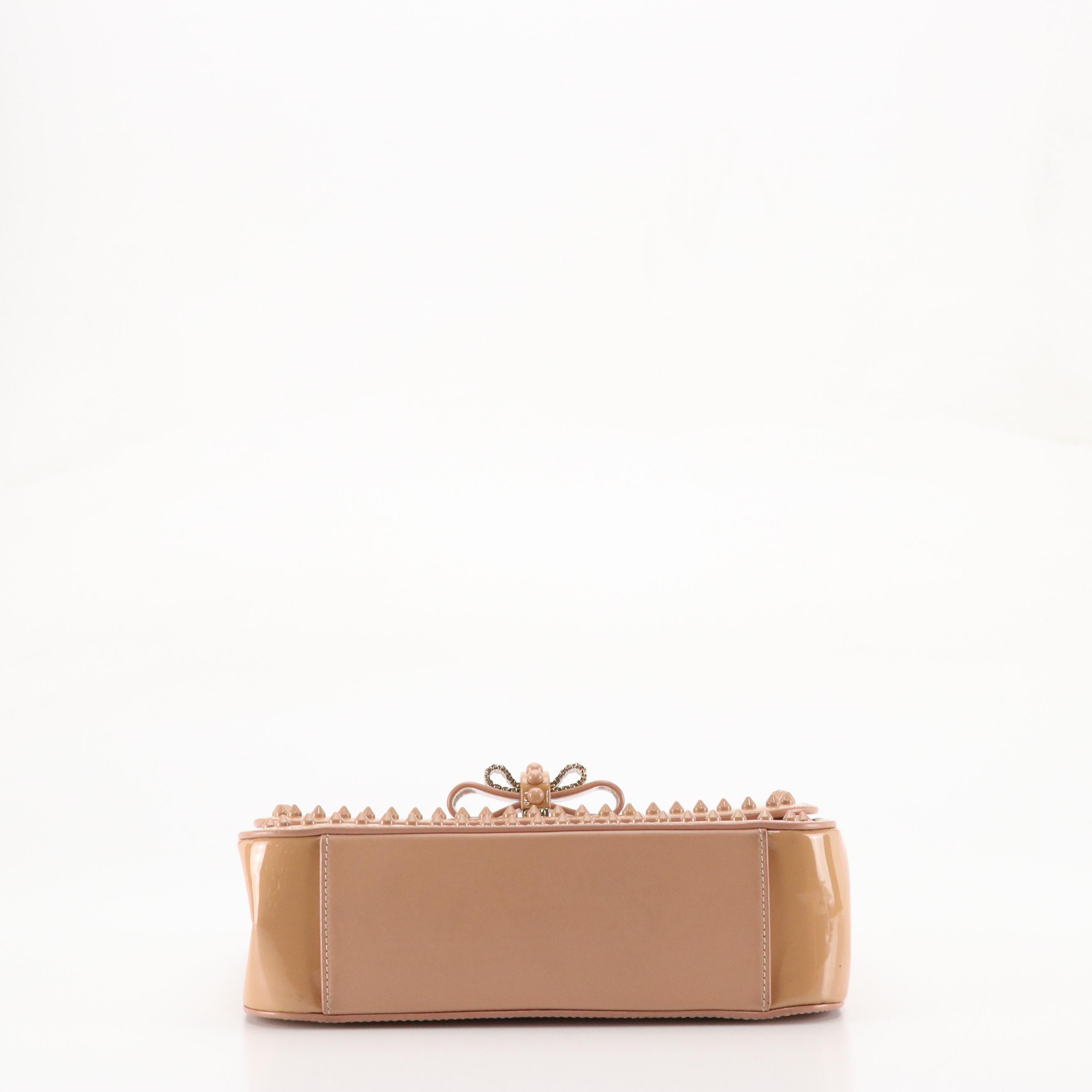 Christian Louboutin Sweet Charity Chain Strap Bag in Tan Spiked Vinyl & Leather