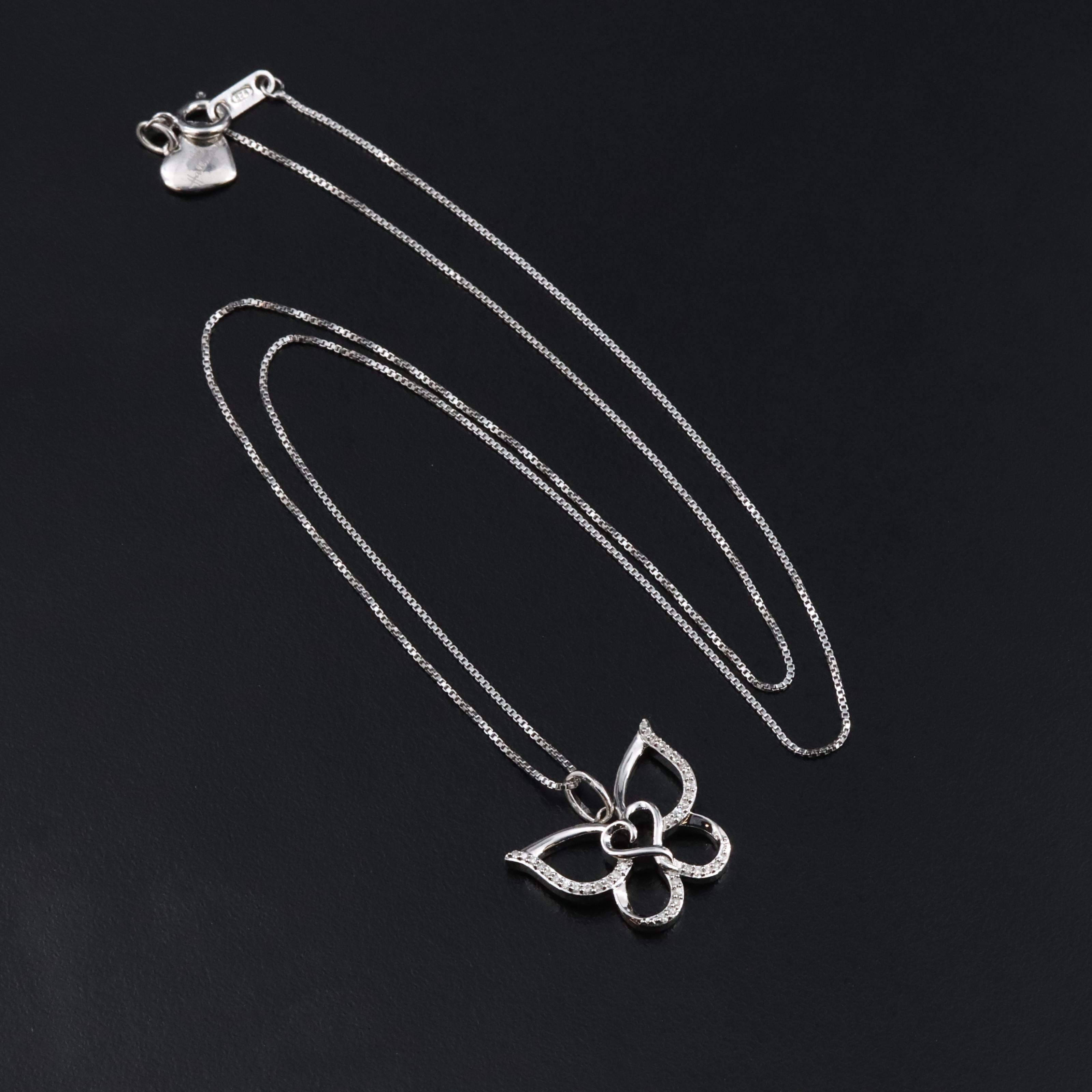Hallmark Sterling Diamond Butterfly Pendant Necklace
