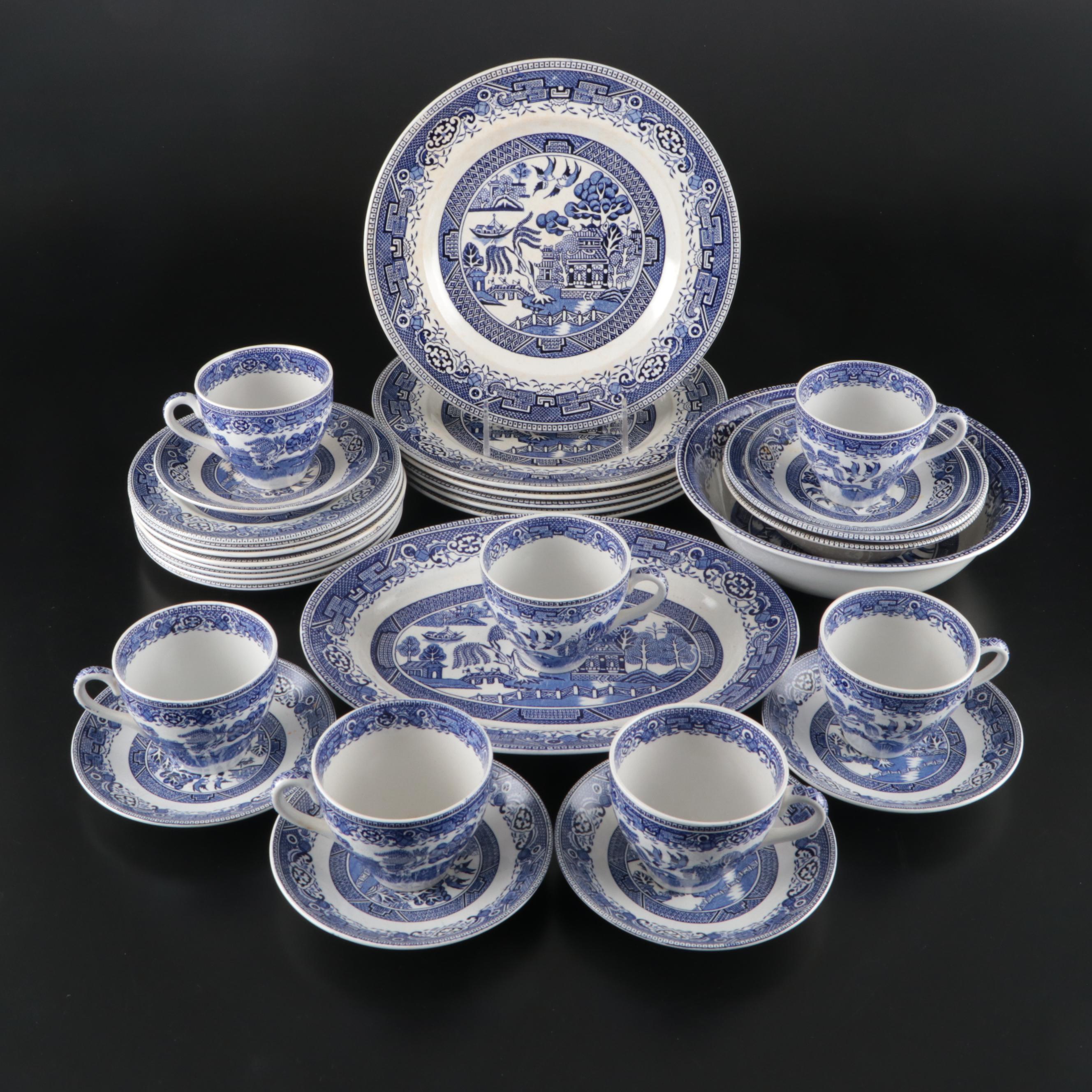 Washington "Old Willow" Chinoiserie Blue Transferware