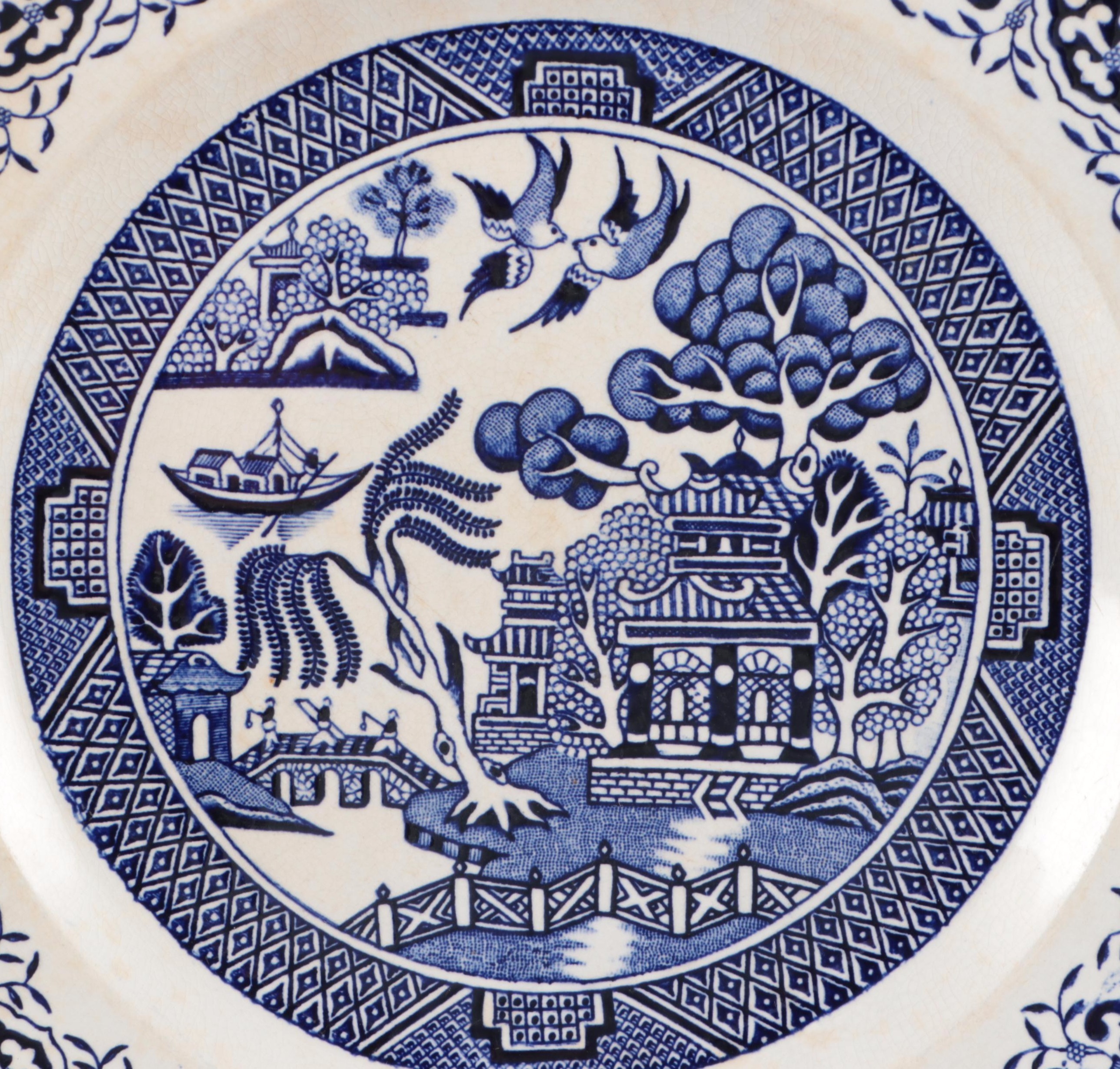 Washington "Old Willow" Chinoiserie Blue Transferware