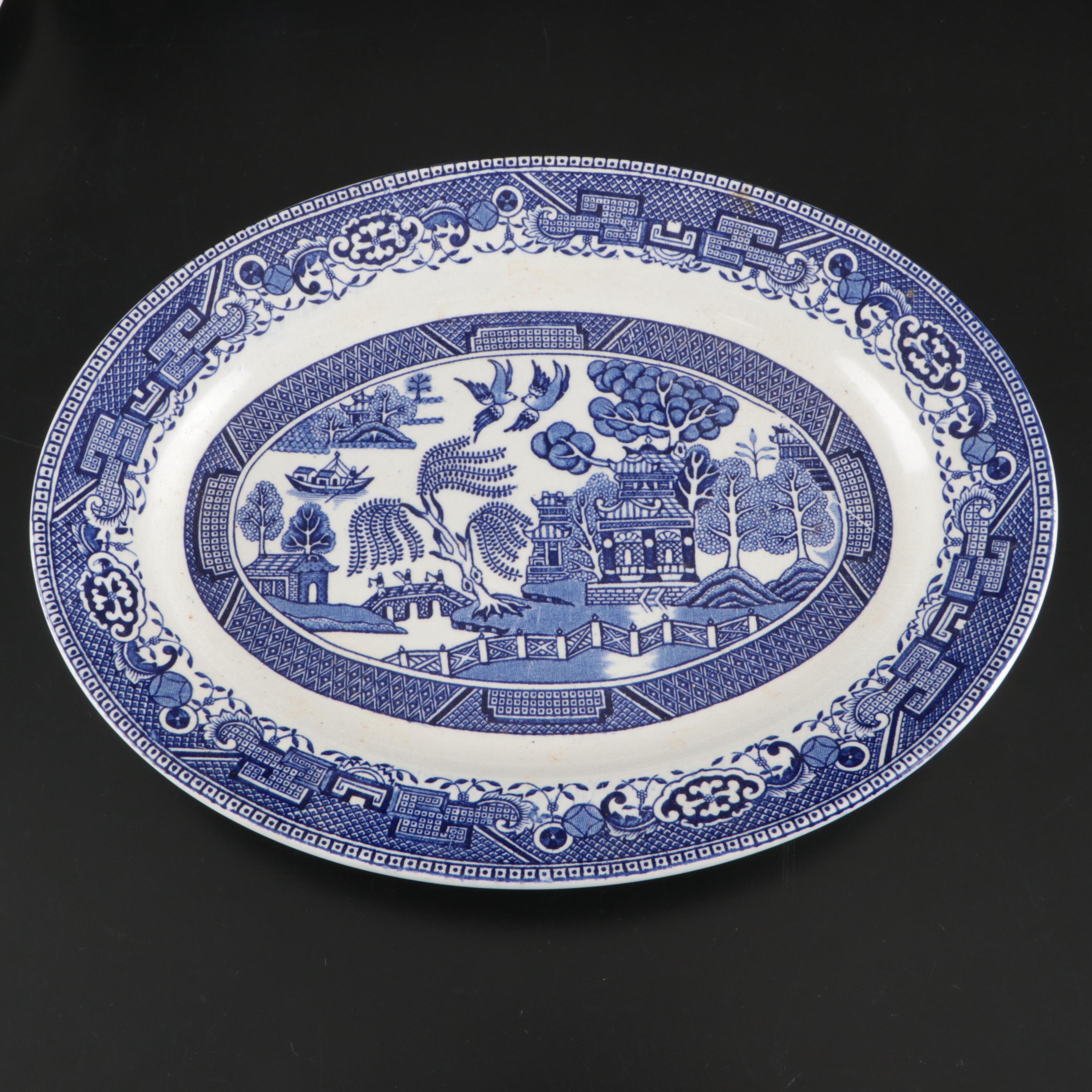 Washington "Old Willow" Chinoiserie Blue Transferware