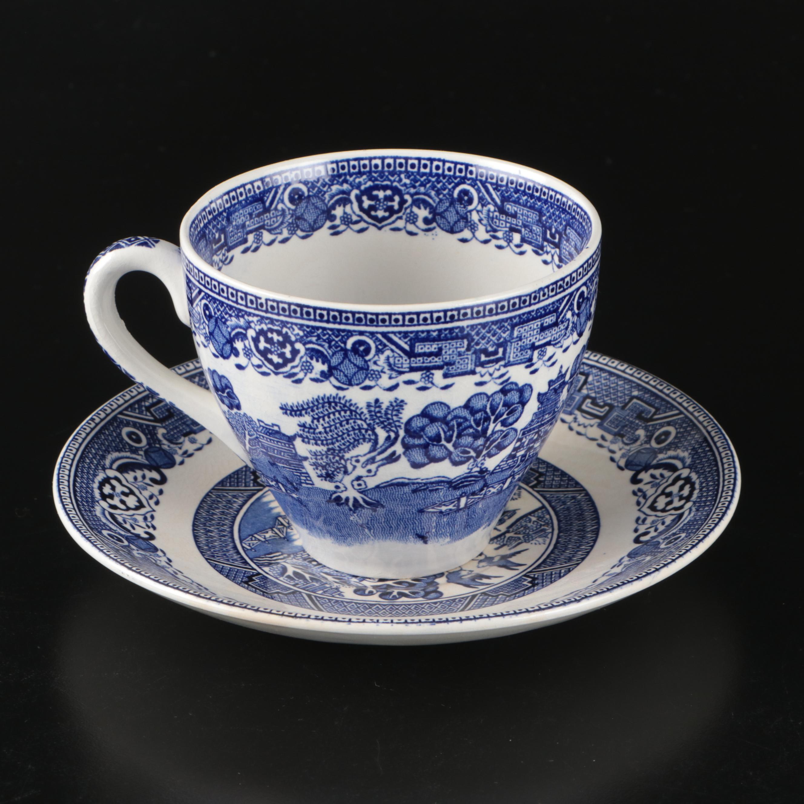 Washington "Old Willow" Chinoiserie Blue Transferware