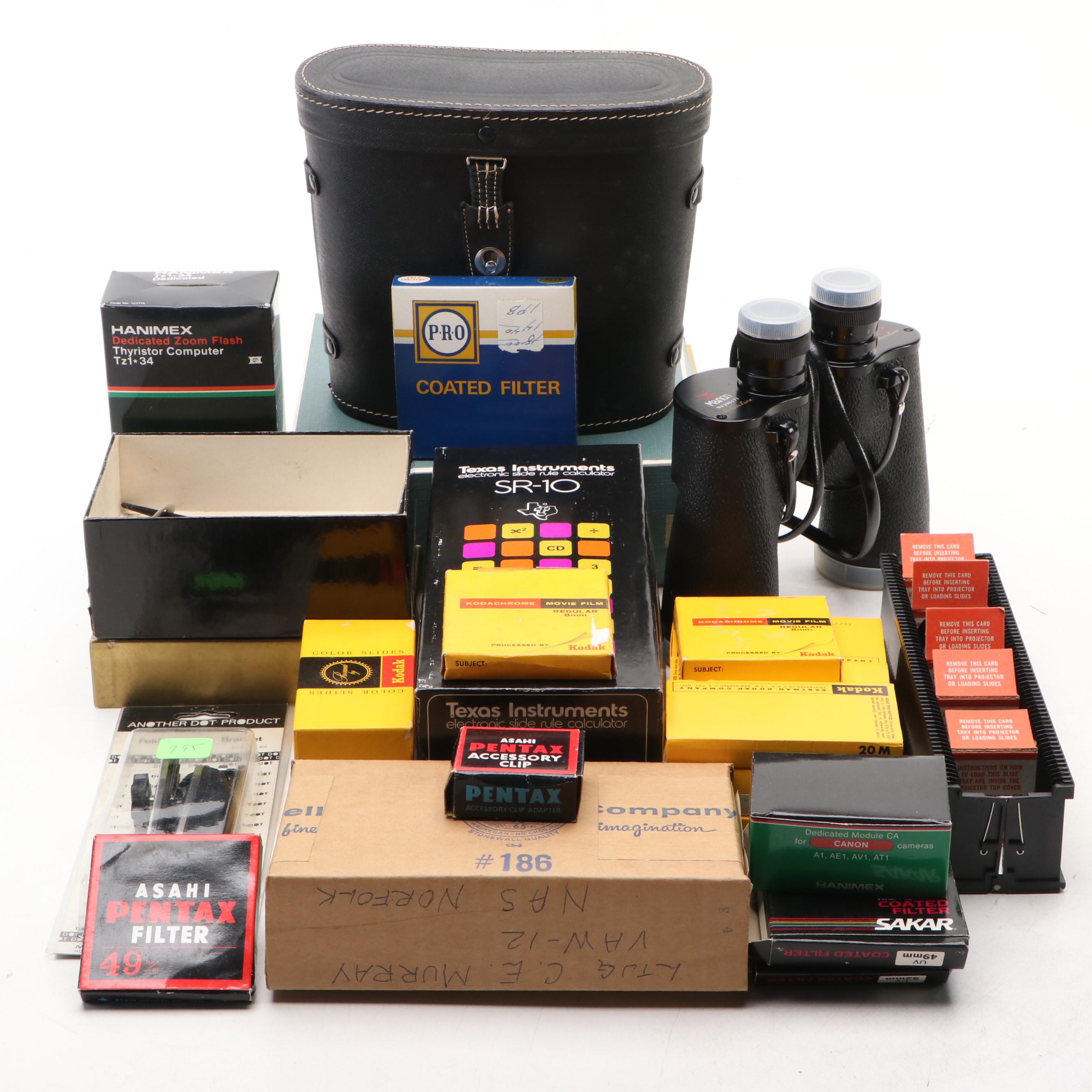 Manon Binoculars, Kodak and Canon Film Slides and Classroom Tools