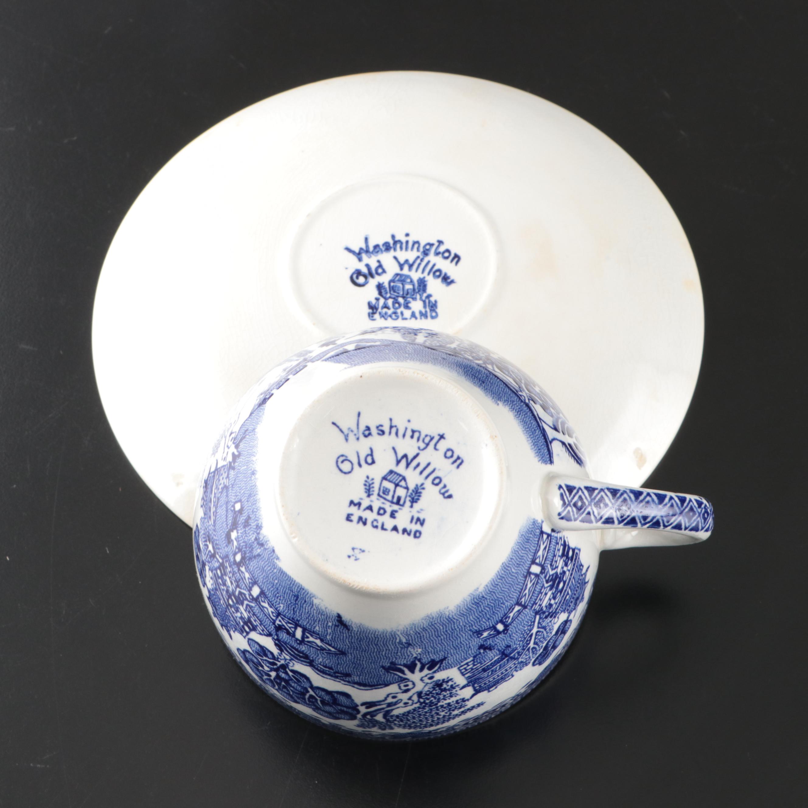 Washington "Old Willow" Chinoiserie Blue Transferware