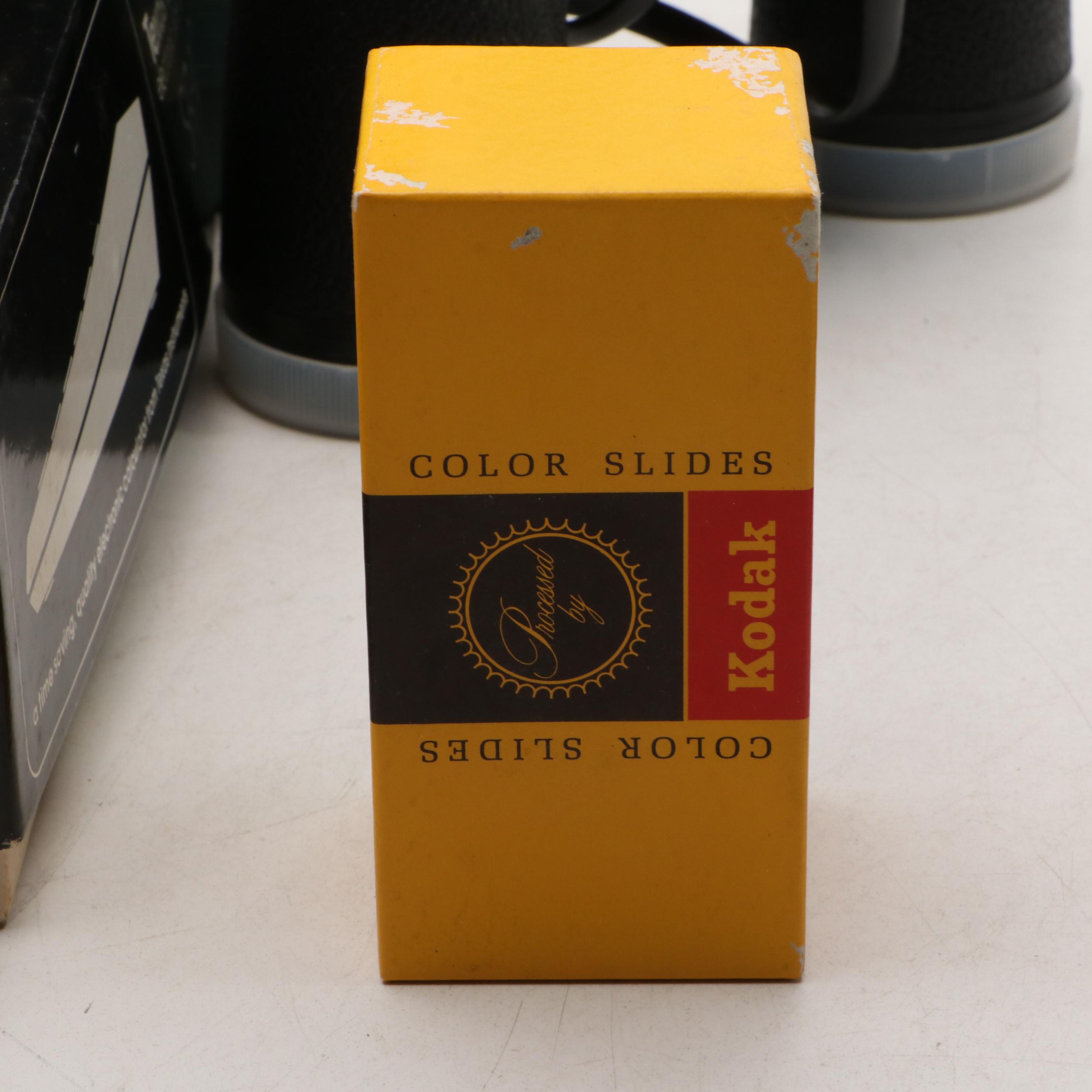 Manon Binoculars, Kodak and Canon Film Slides and Classroom Tools