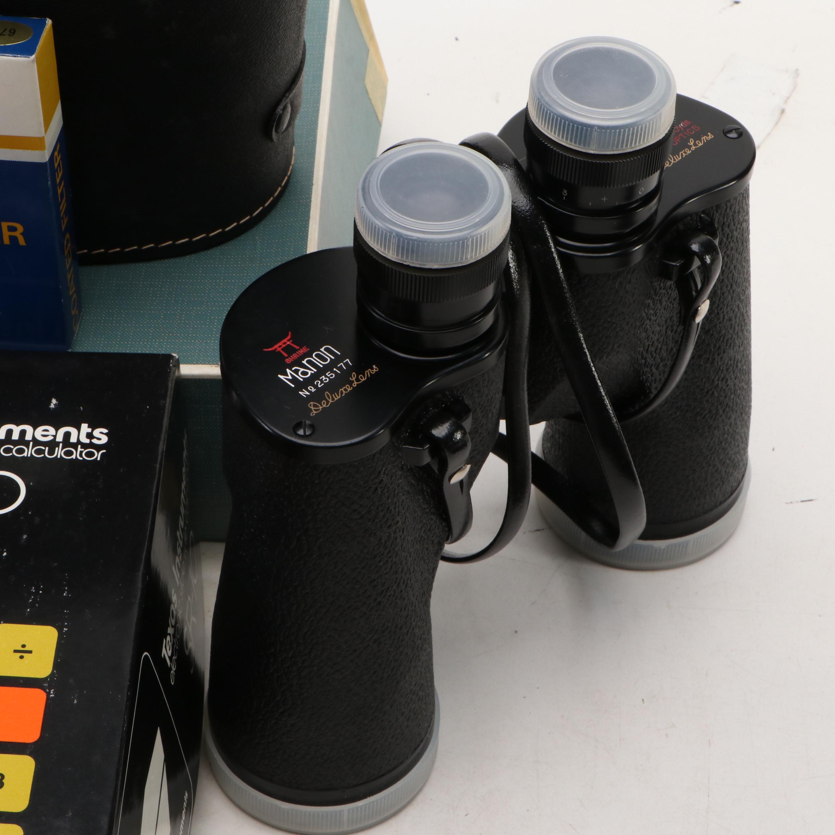 Manon Binoculars, Kodak and Canon Film Slides and Classroom Tools