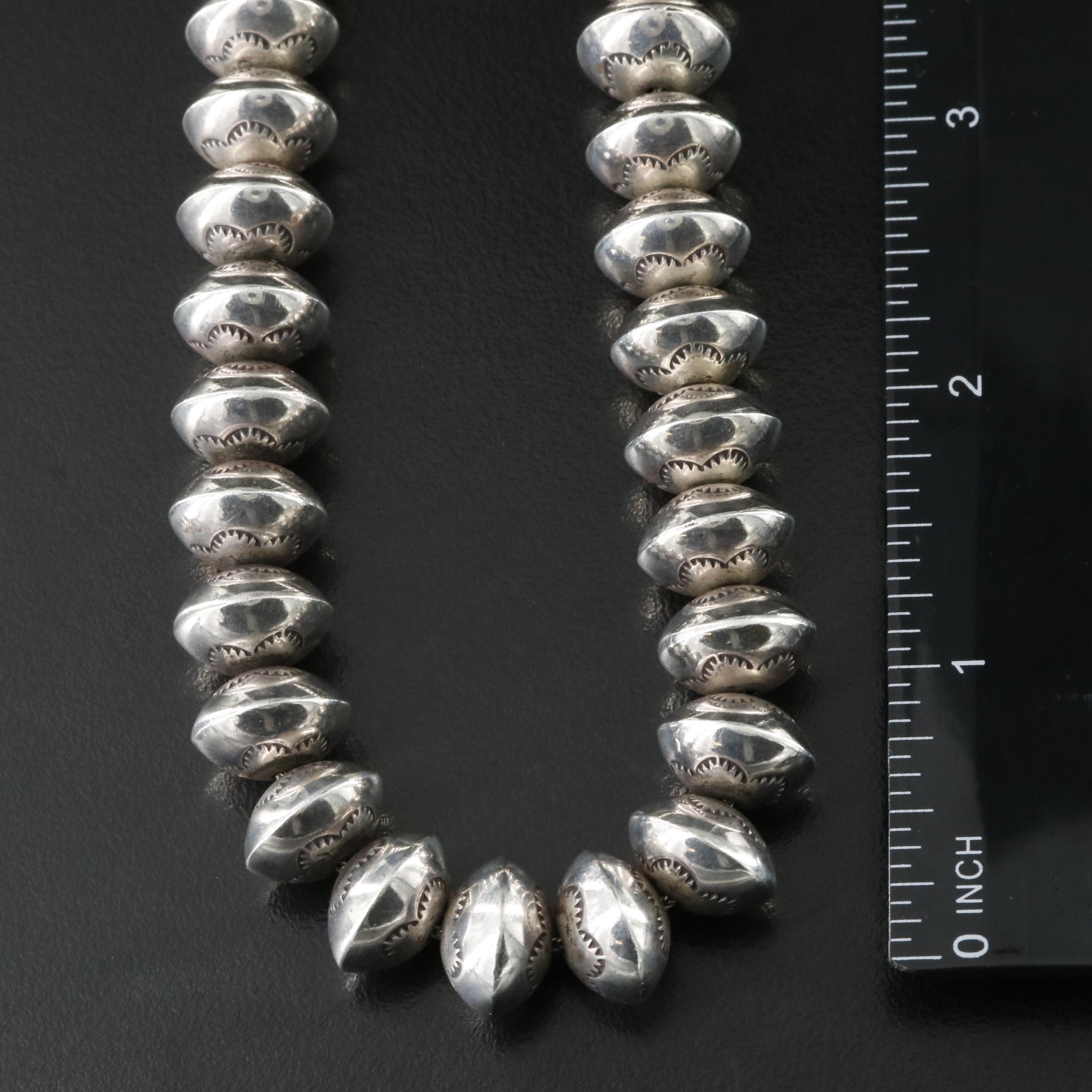 Southwestern Sterling Stampwork Bead Necklace