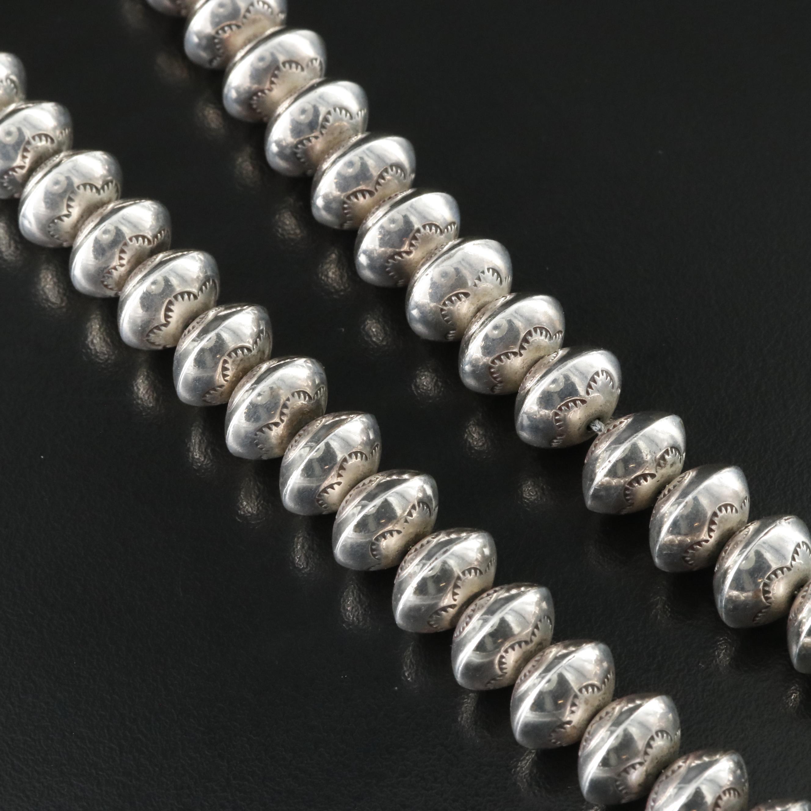 Southwestern Sterling Stampwork Bead Necklace