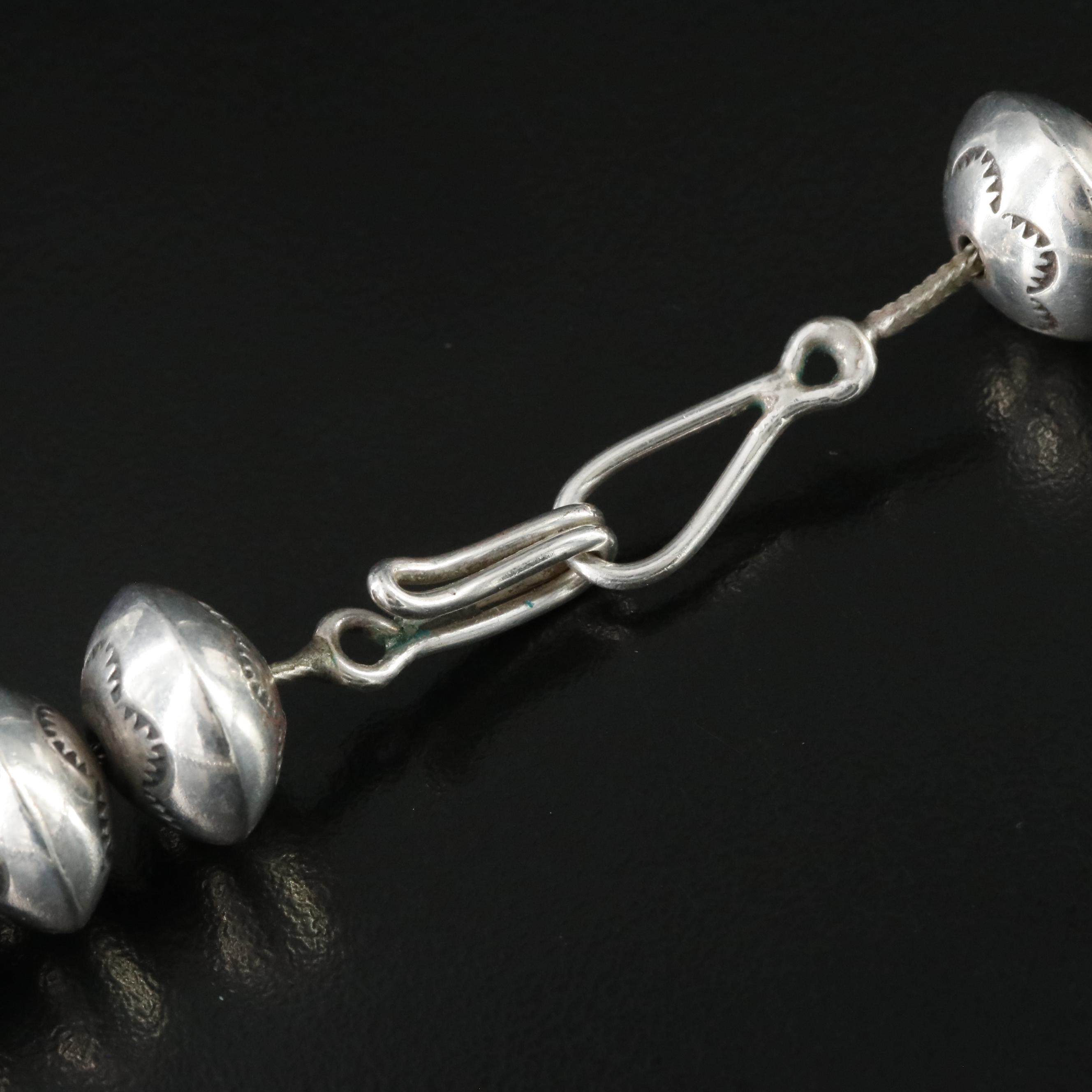 Southwestern Sterling Stampwork Bead Necklace