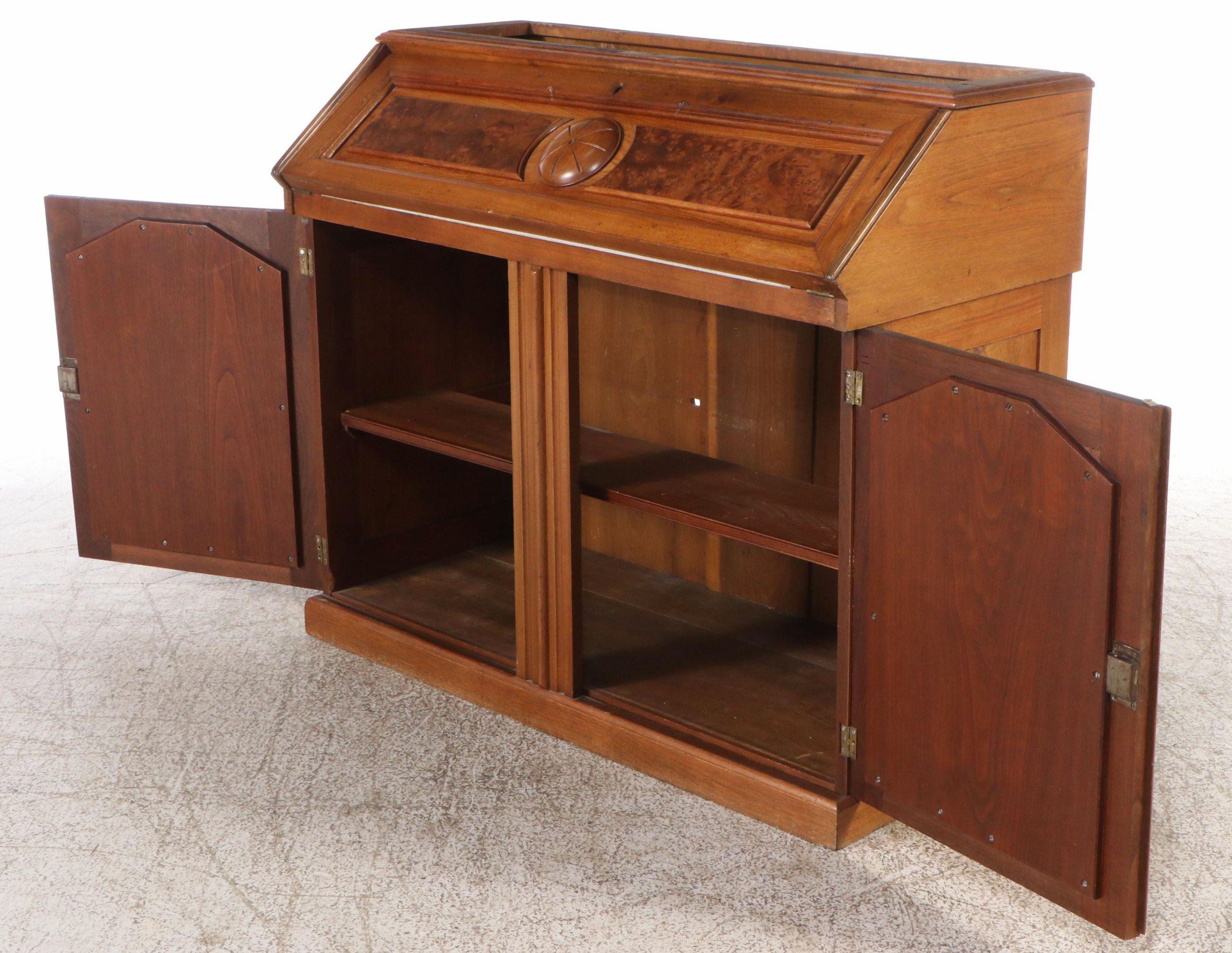 Large-Scale Victorian Walnut and Burl Walnut Secretary Bookcase, Circa 1870