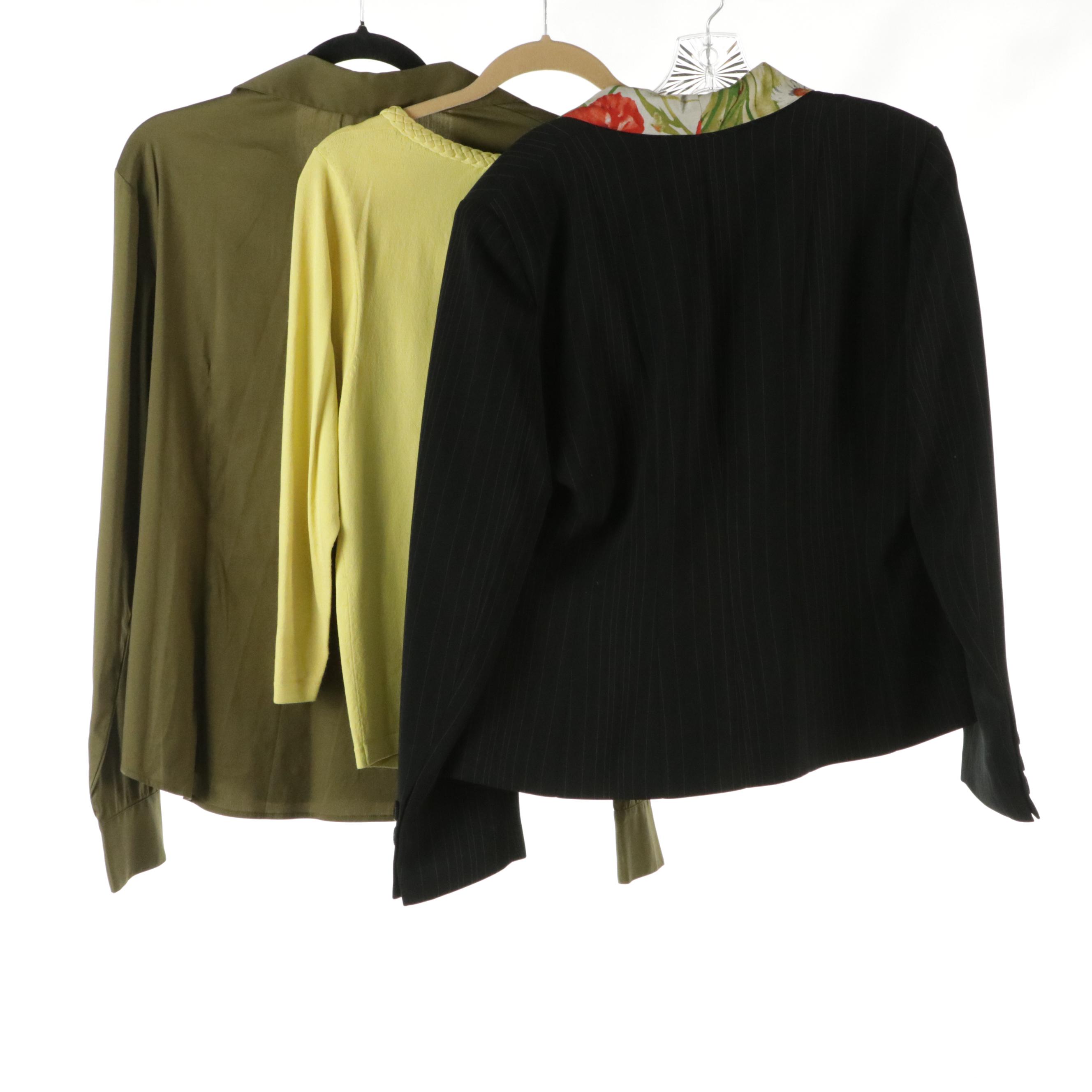 Angel Nina Single-Button Jacket, Premise Button-Up Shirt, and Eccoci Cardigan