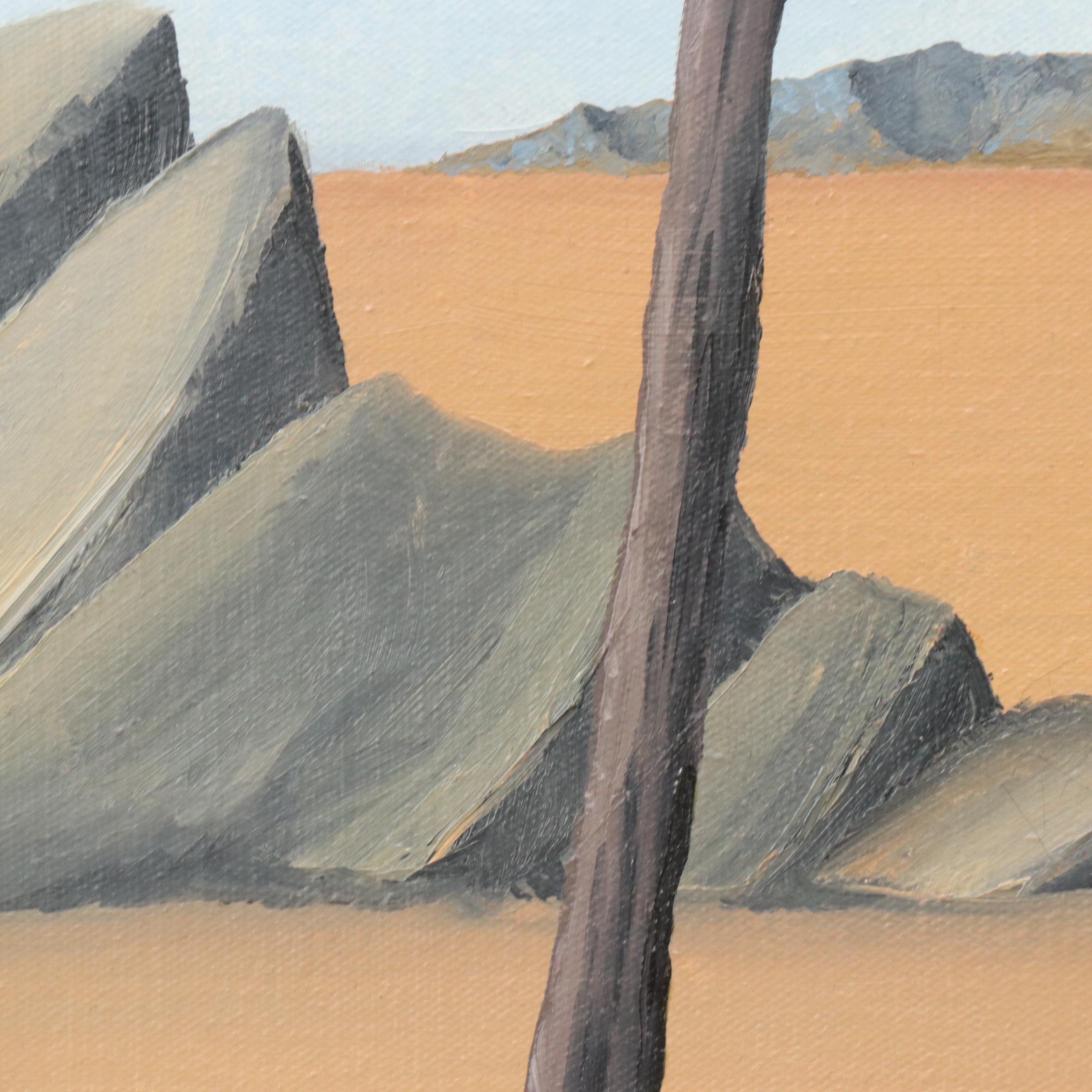 J. V. Spendlove Surrealist Style Desert Landscape Oil Painting, Circa 2001