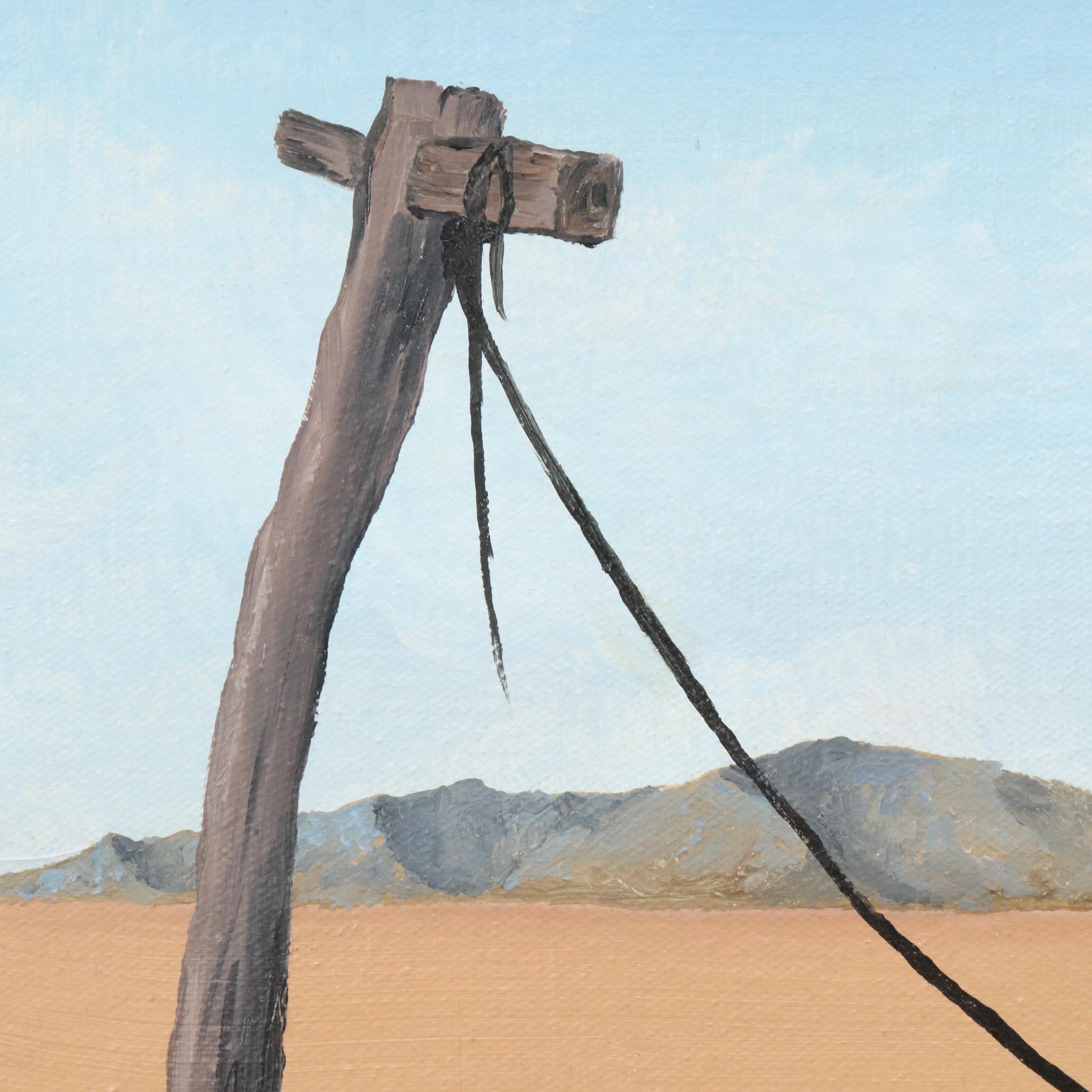 J. V. Spendlove Surrealist Style Desert Landscape Oil Painting, Circa 2001
