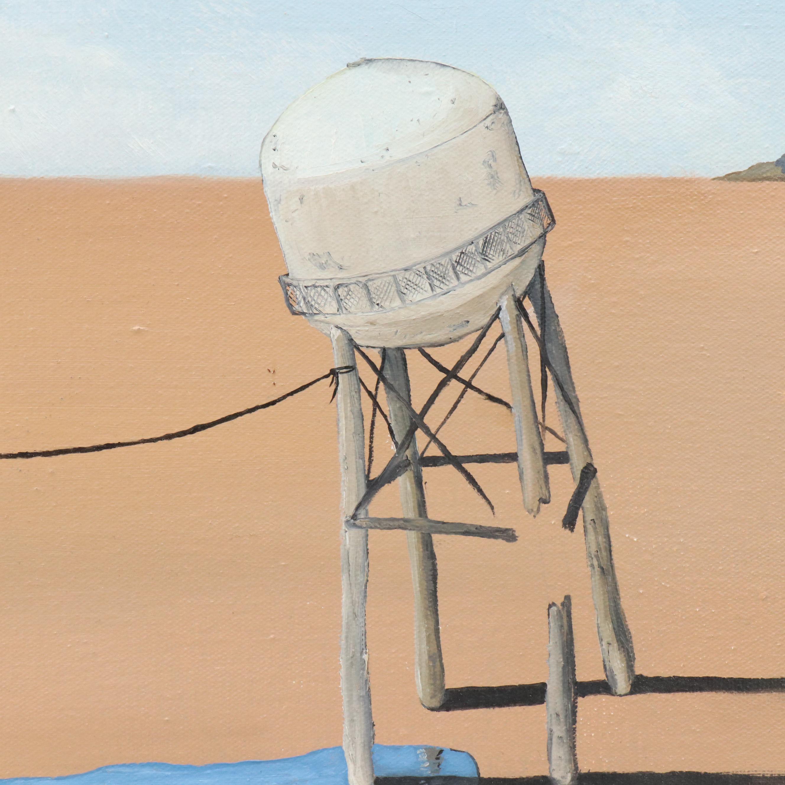 J. V. Spendlove Surrealist Style Desert Landscape Oil Painting, Circa 2001