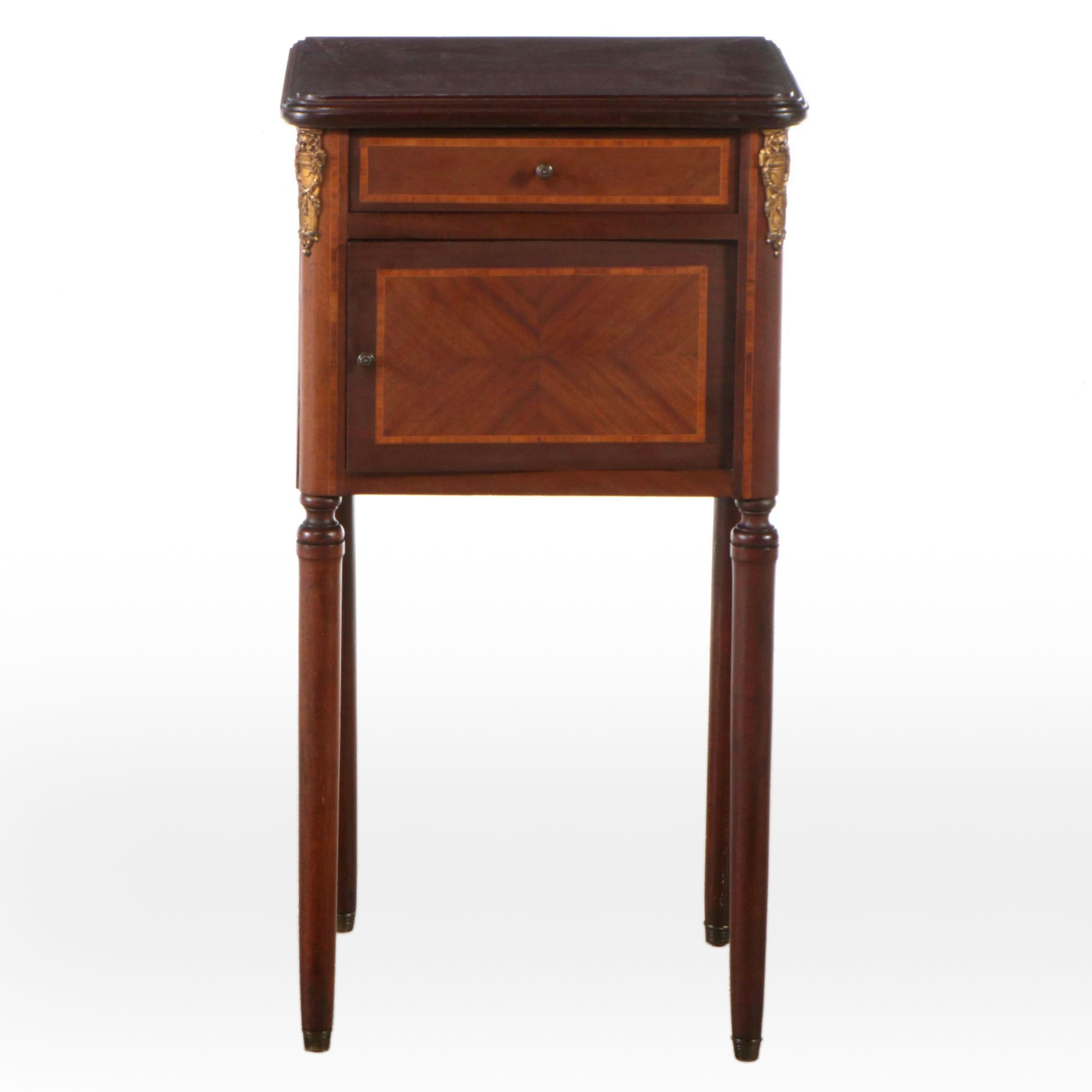 Louis XVI Style Inlaid Mahogany Bedside Cabinet, 20th Century