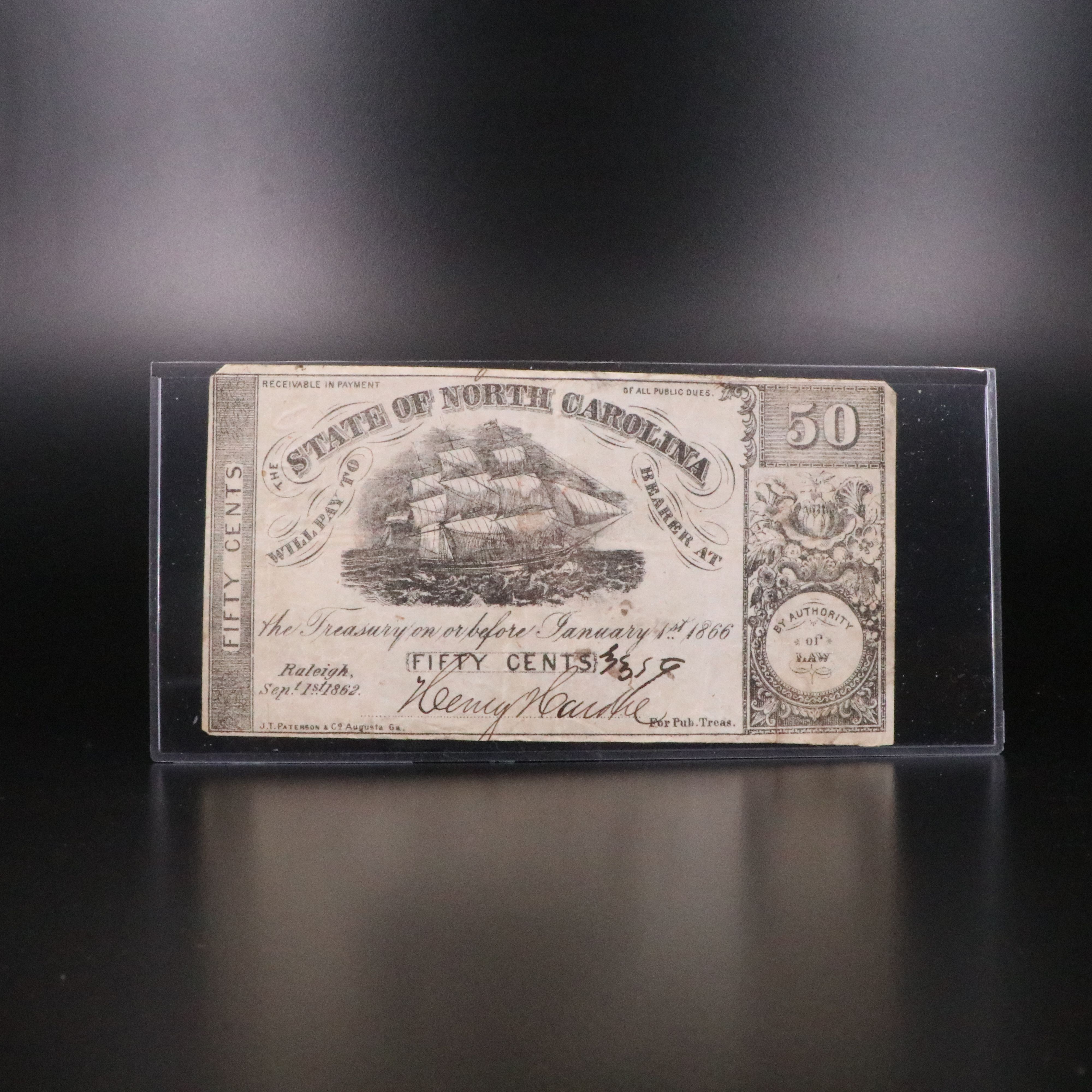 Collection of Seven Obsolete Bank Notes from the Civil War Era