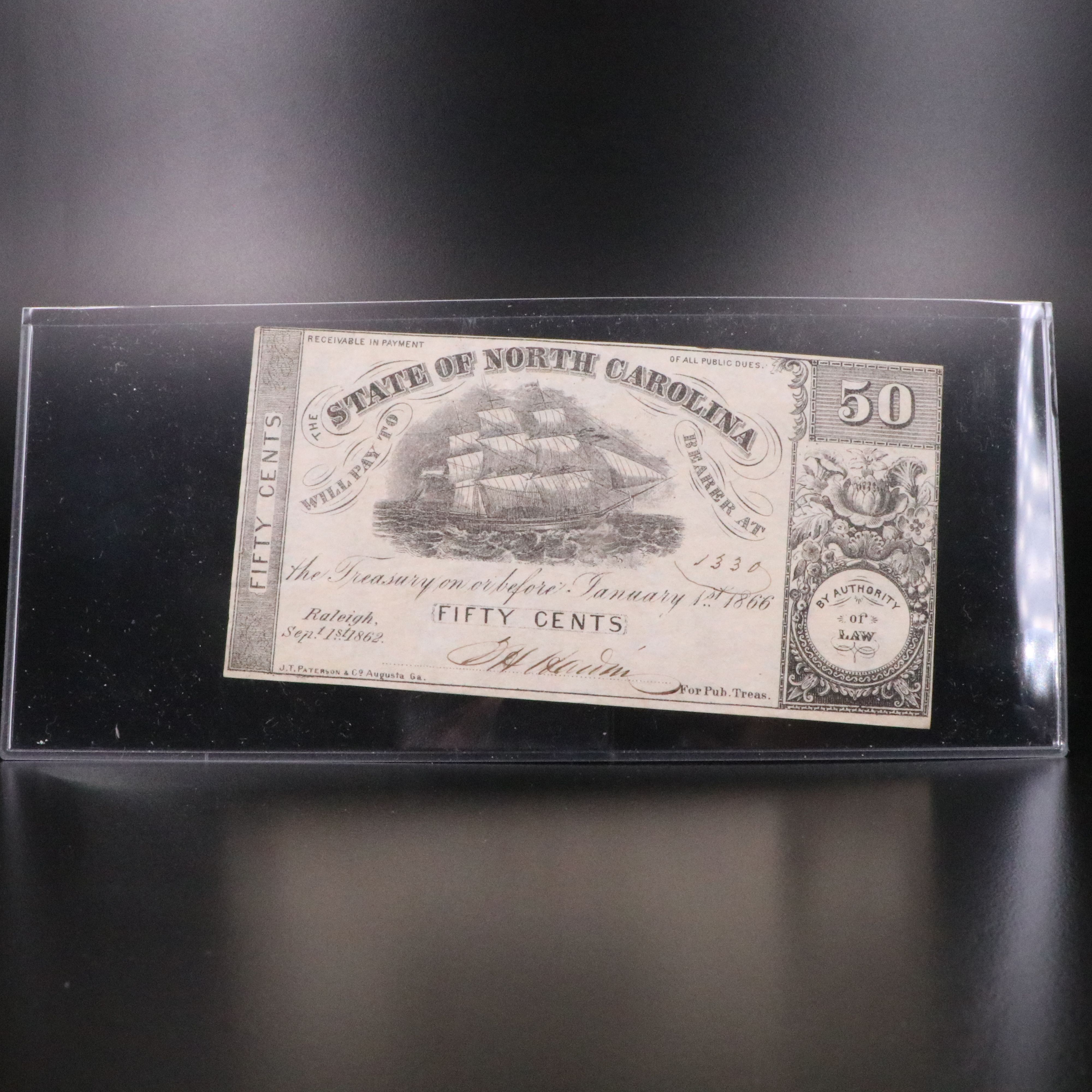 Collection of Seven Obsolete Bank Notes from the Civil War Era