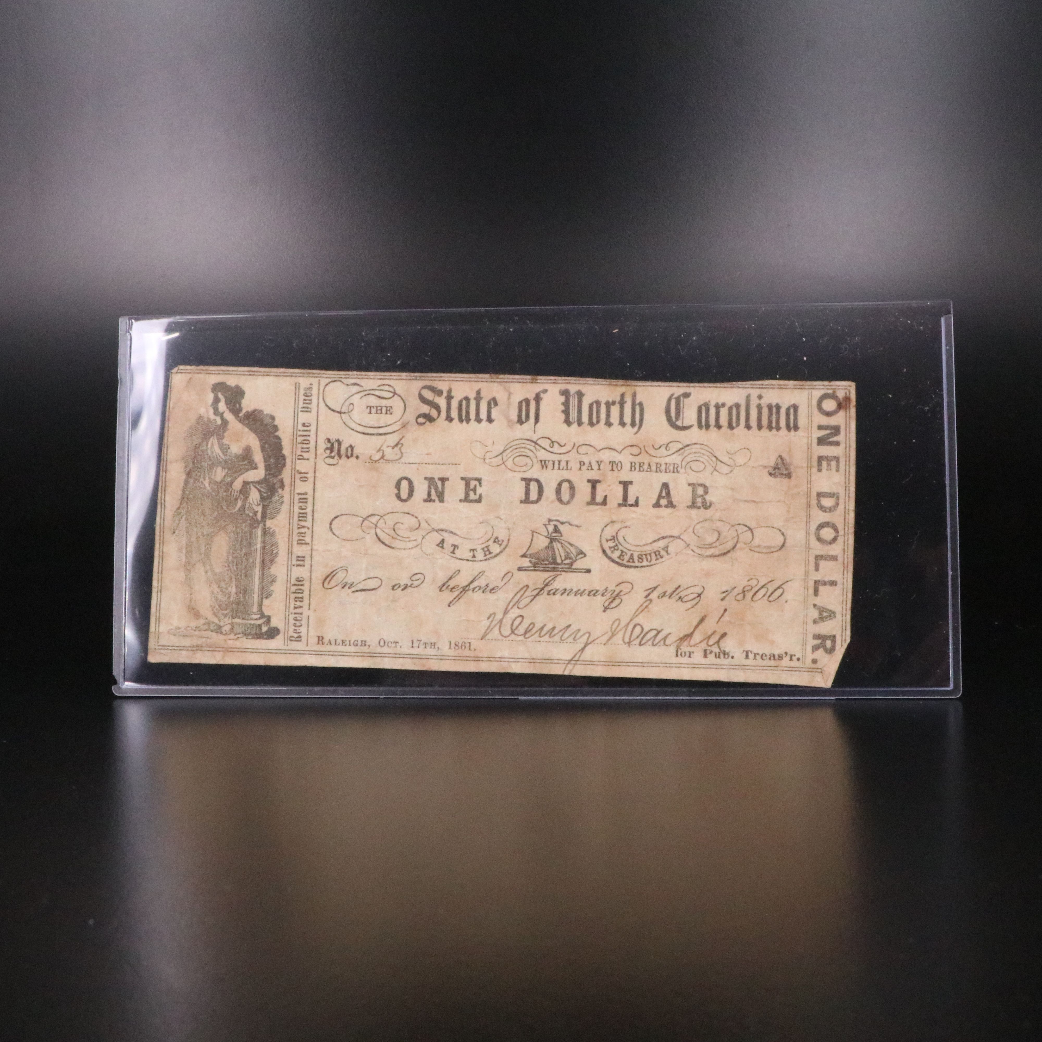 Collection of Seven Obsolete Bank Notes from the Civil War Era