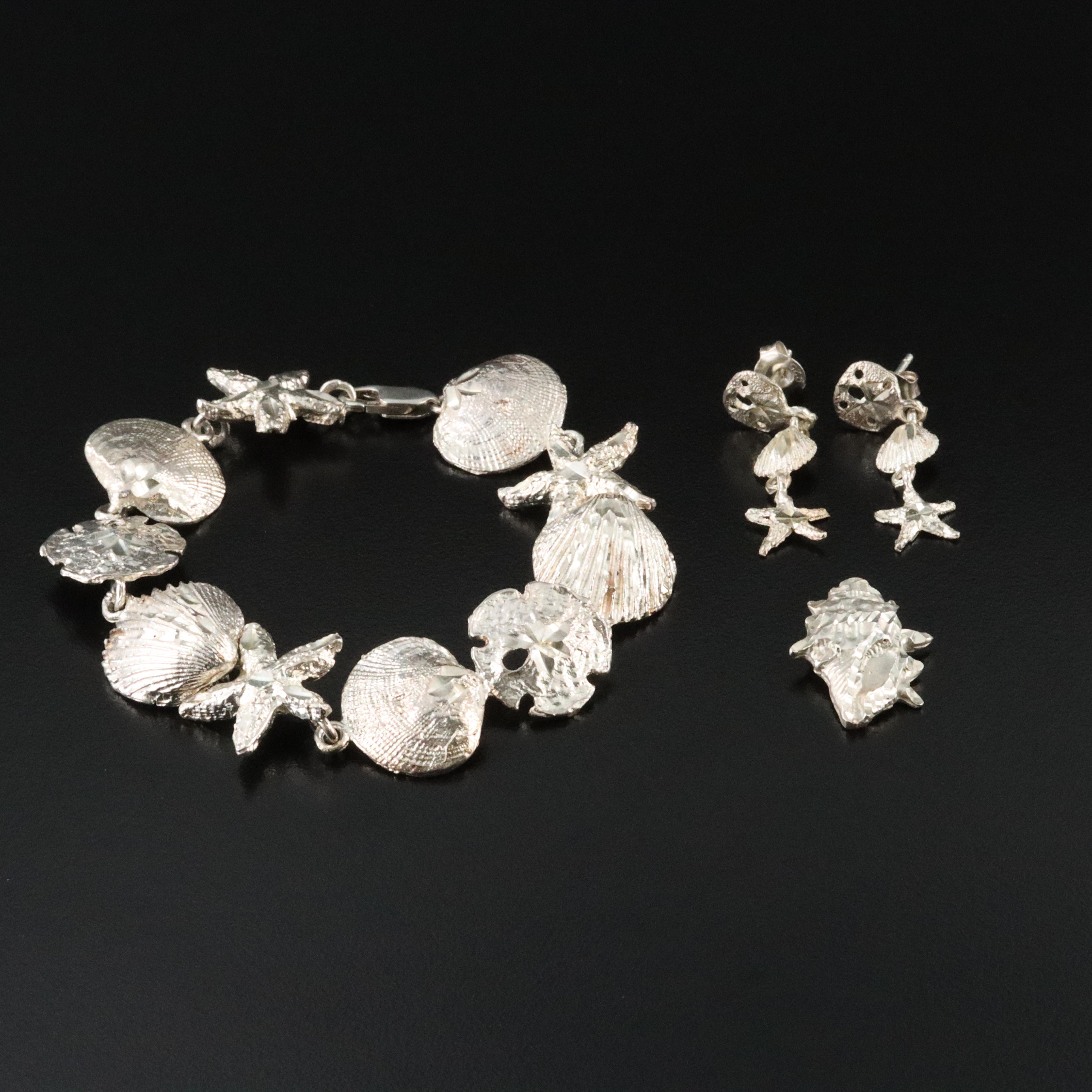 Sterling Sea Shell Bracelet and Earring Selection