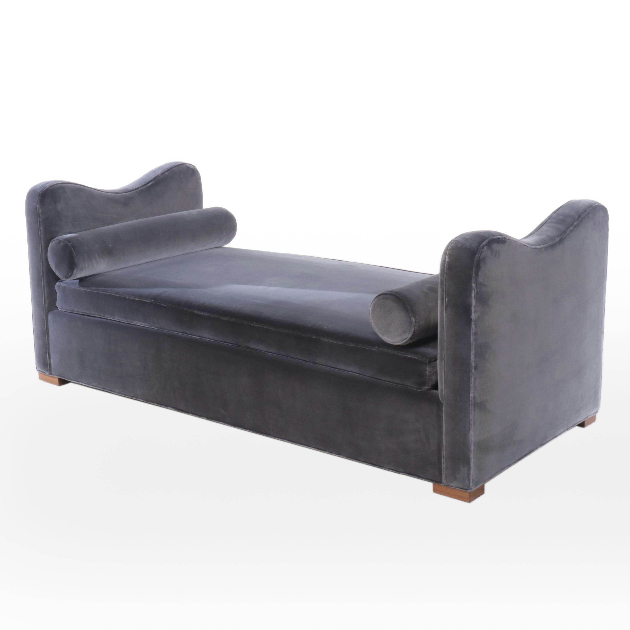 Jake Arnold Collection Jean Royère Style Cotton Velvet Upholstered Daybed