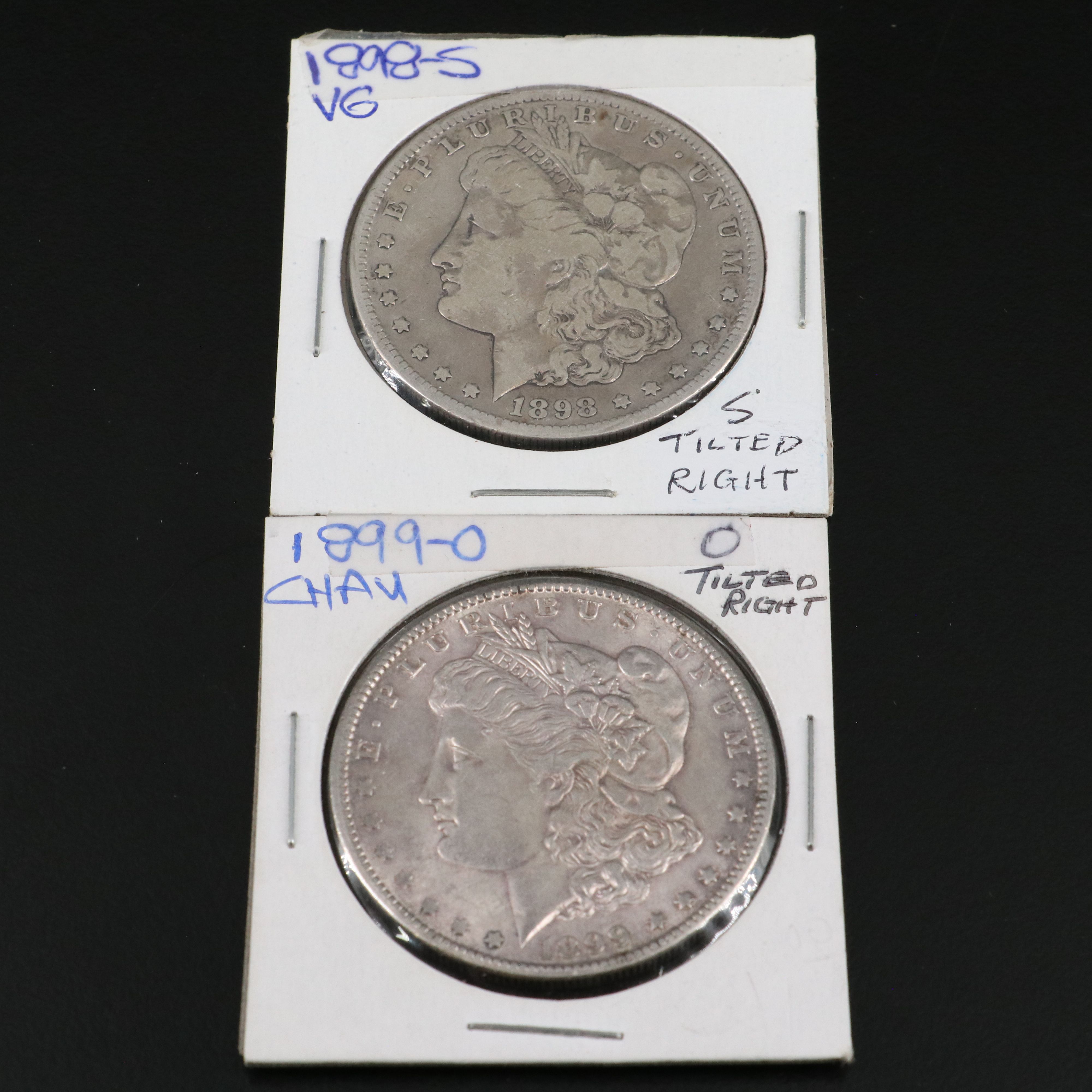 Six Morgan Silver Dollars with Mint Mark and Other Varieties