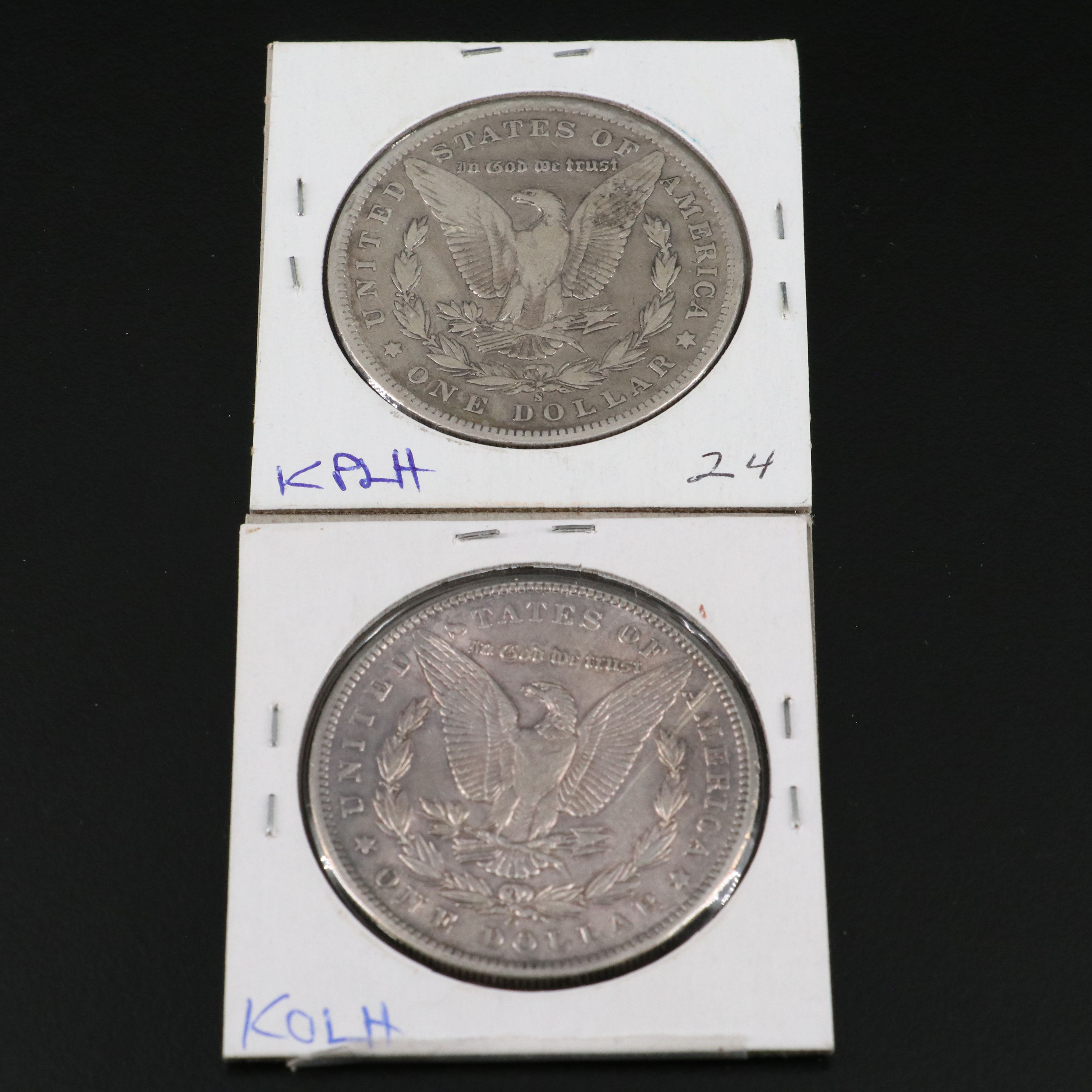 Six Morgan Silver Dollars with Mint Mark and Other Varieties