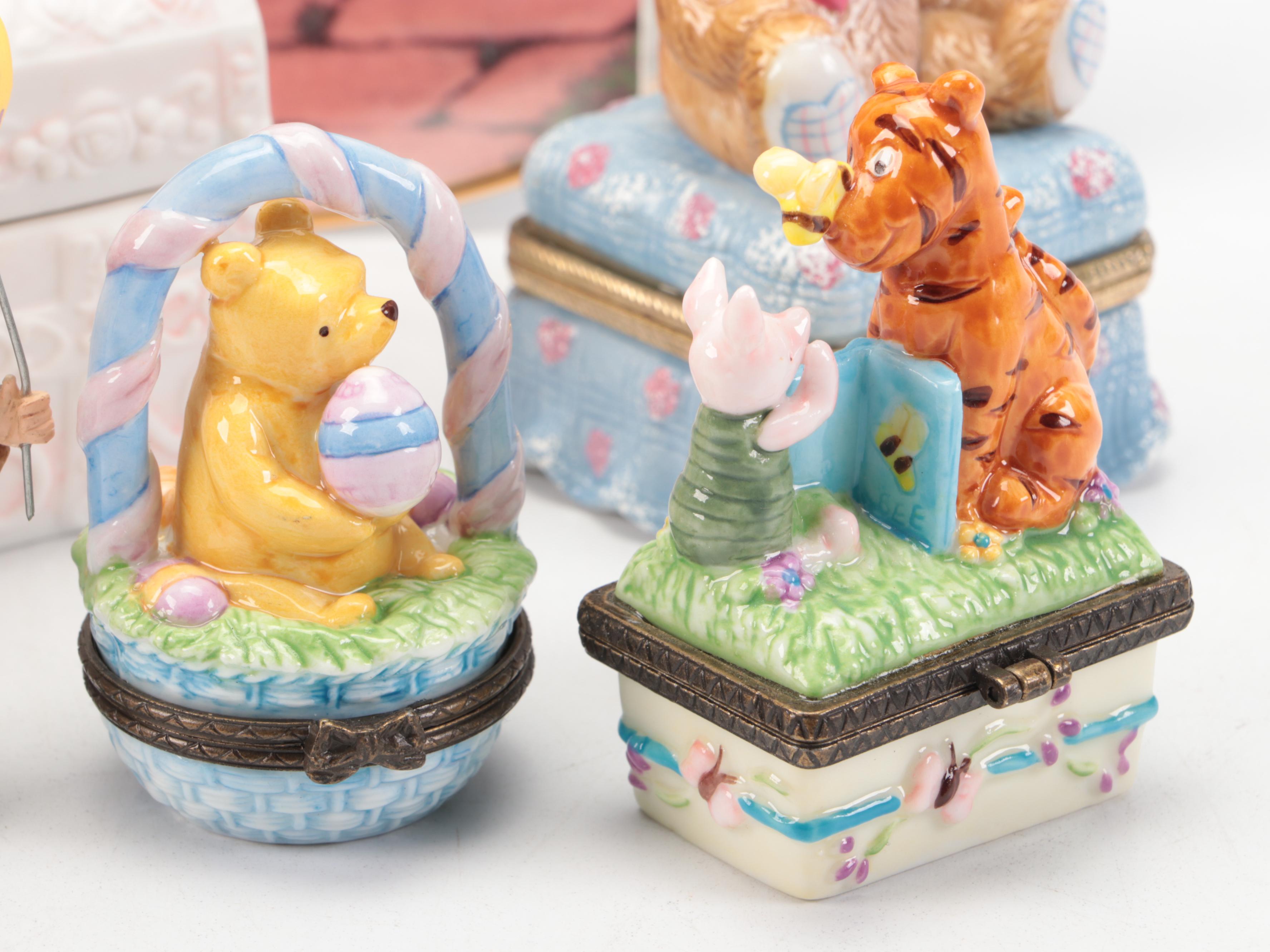 Hummel "Playmates" Plate with Porcelain and Ceramic Baby Boxes and Figures