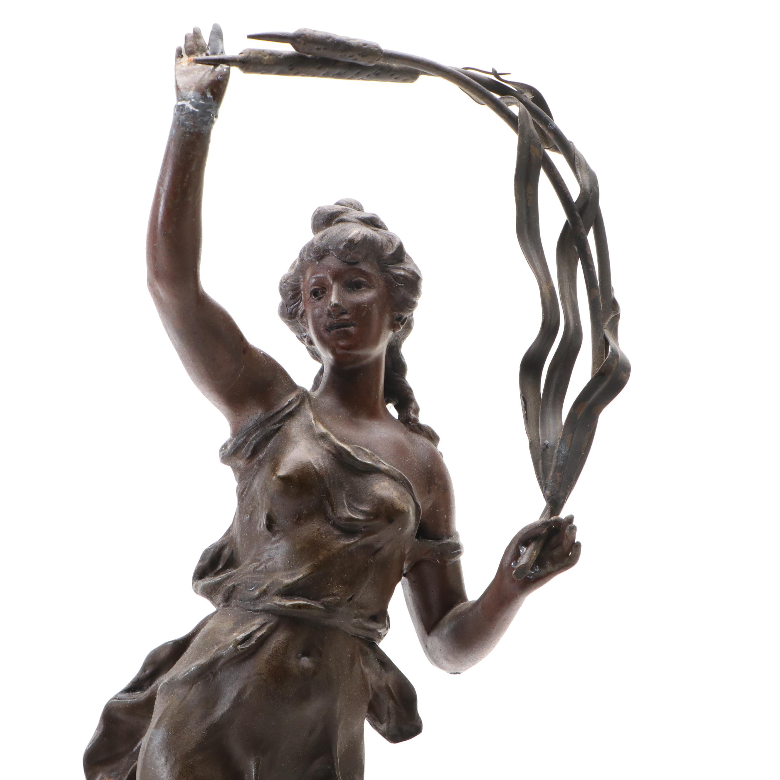 After Charles Octave Lévy "Le Roseau" Cast Metal Sculpture