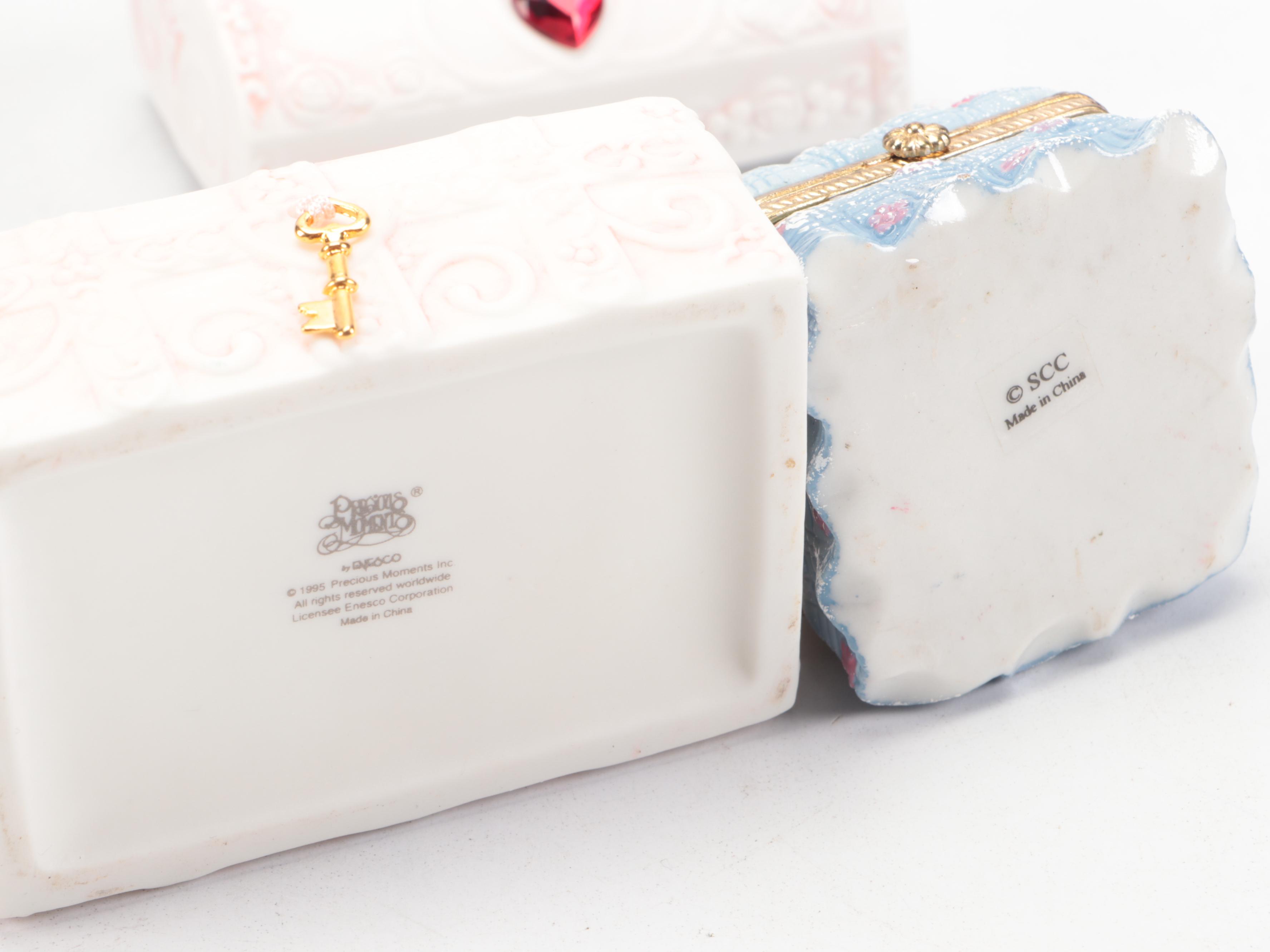 Hummel "Playmates" Plate with Porcelain and Ceramic Baby Boxes and Figures