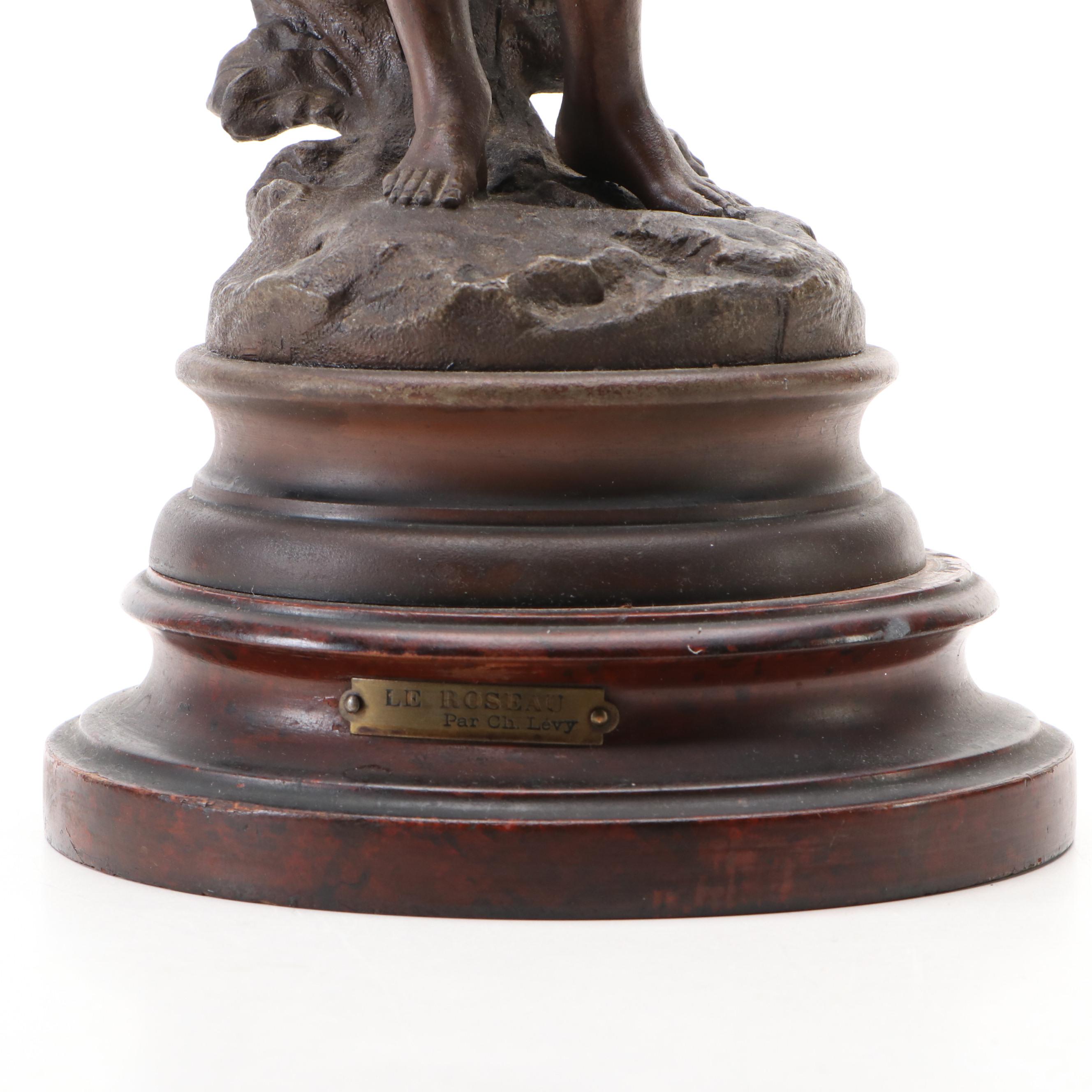 After Charles Octave Lévy "Le Roseau" Cast Metal Sculpture