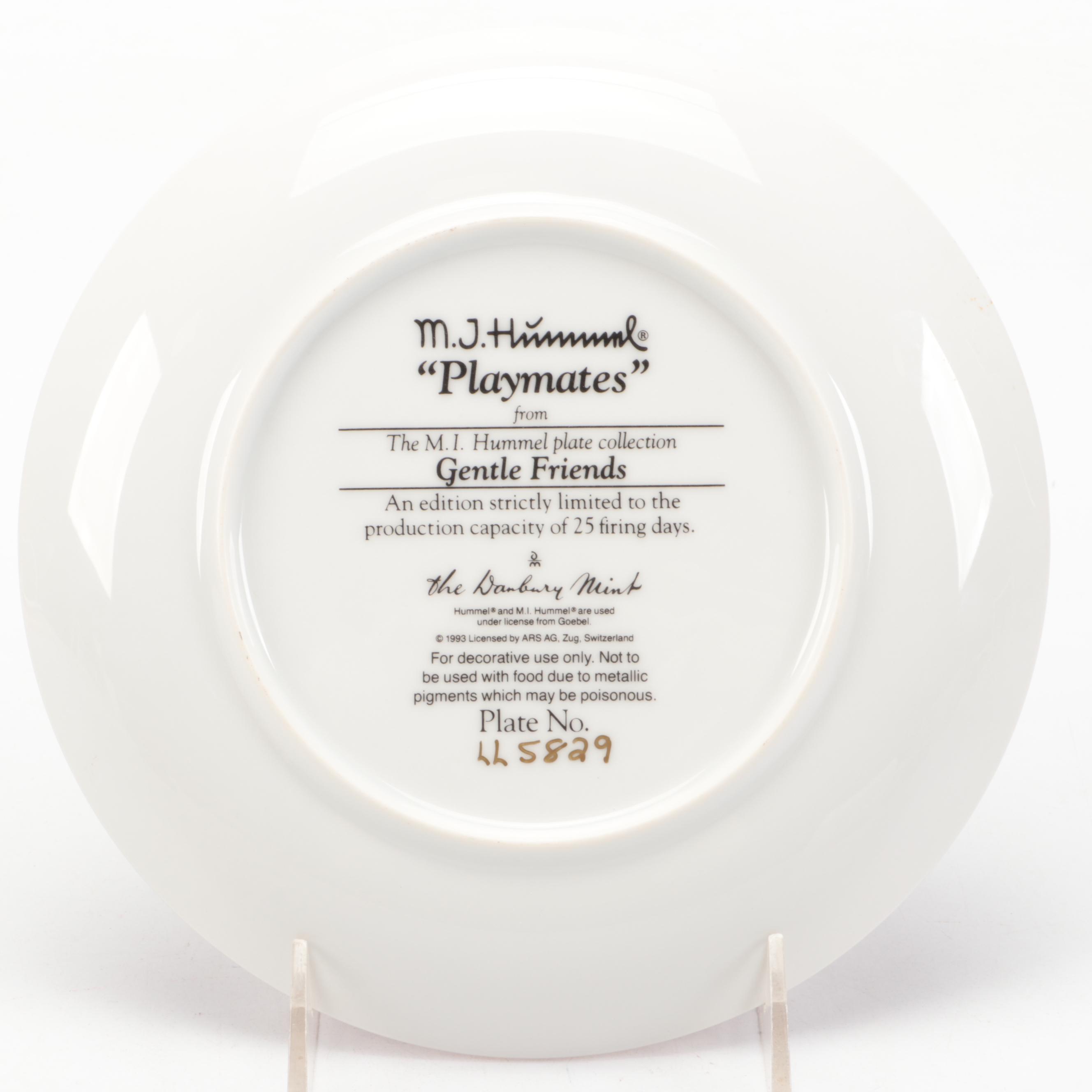 Hummel "Playmates" Plate with Porcelain and Ceramic Baby Boxes and Figures