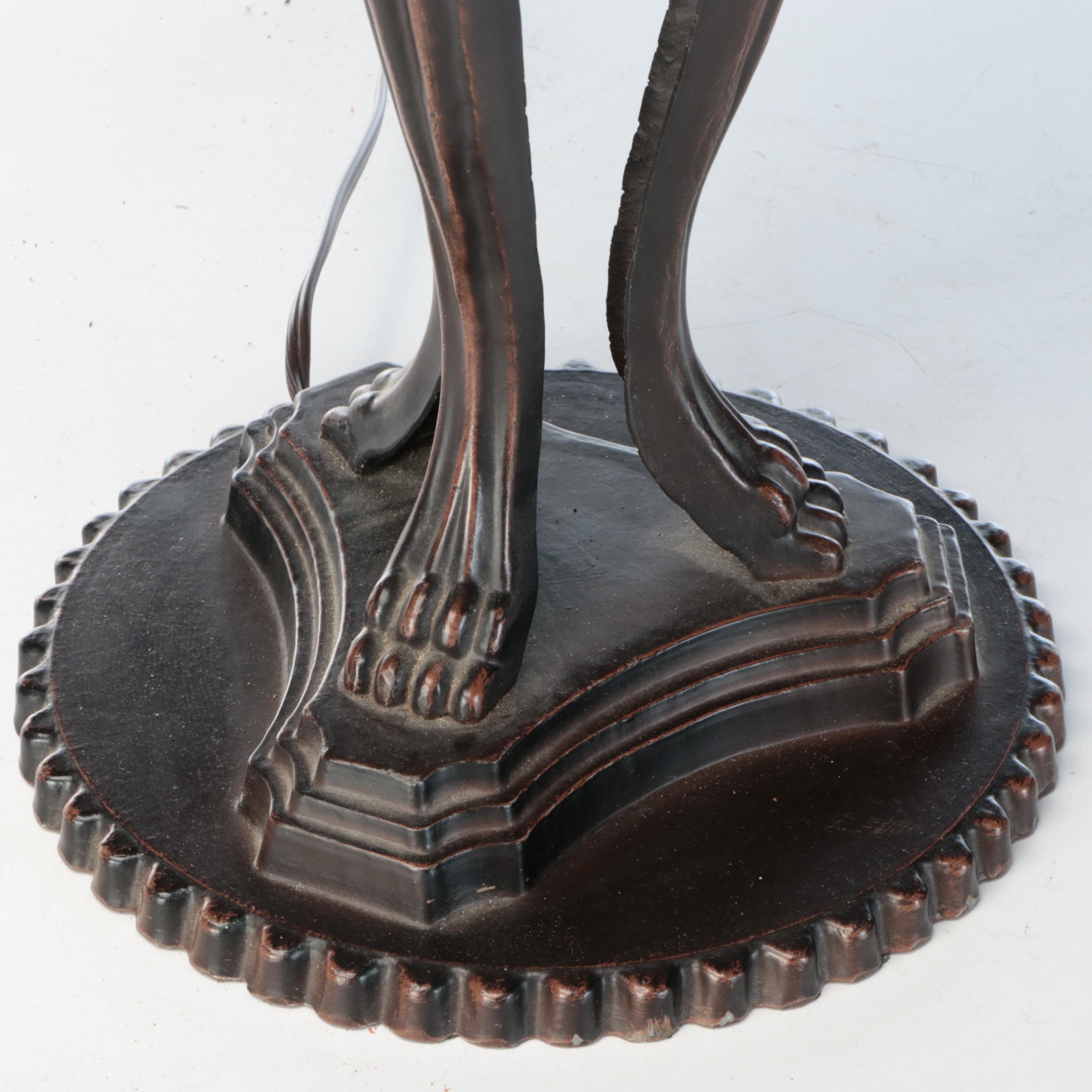 Oil Rubbed Bronze Metal Table Lamp with Slag Glass Shade, 2004