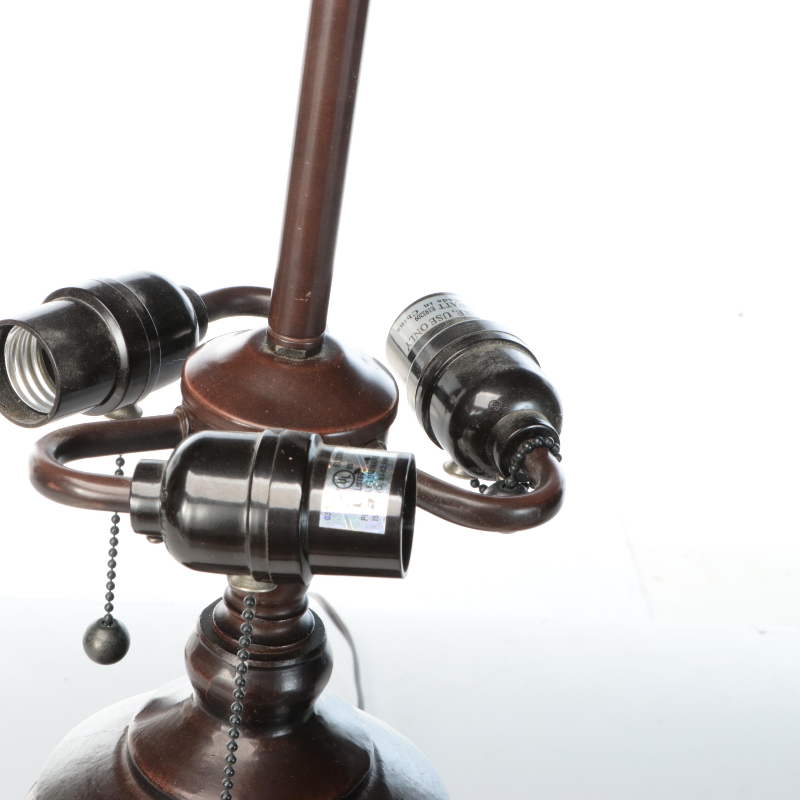 Oil Rubbed Bronze Metal Table Lamp with Slag Glass Shade, 2004