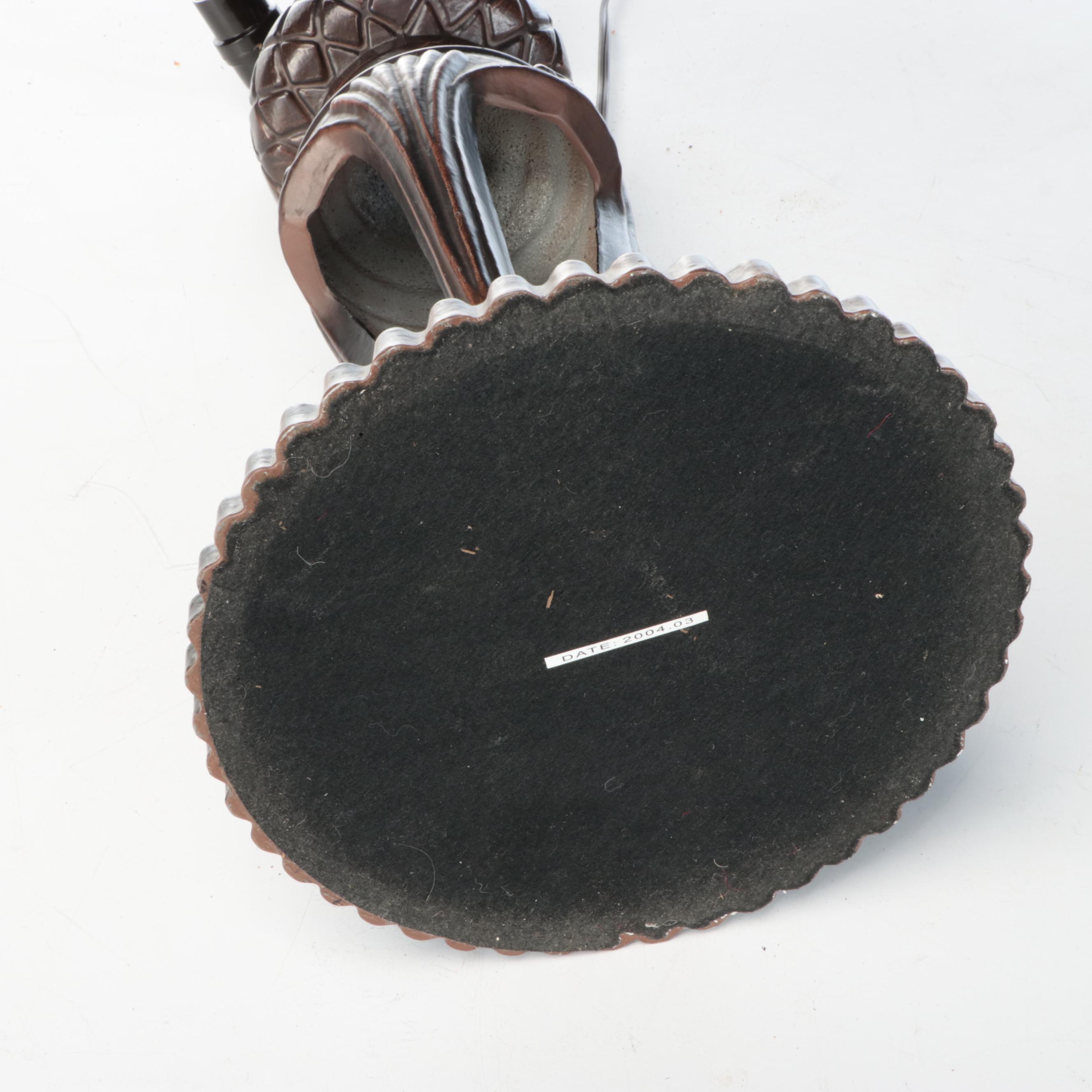 Oil Rubbed Bronze Metal Table Lamp with Slag Glass Shade, 2004