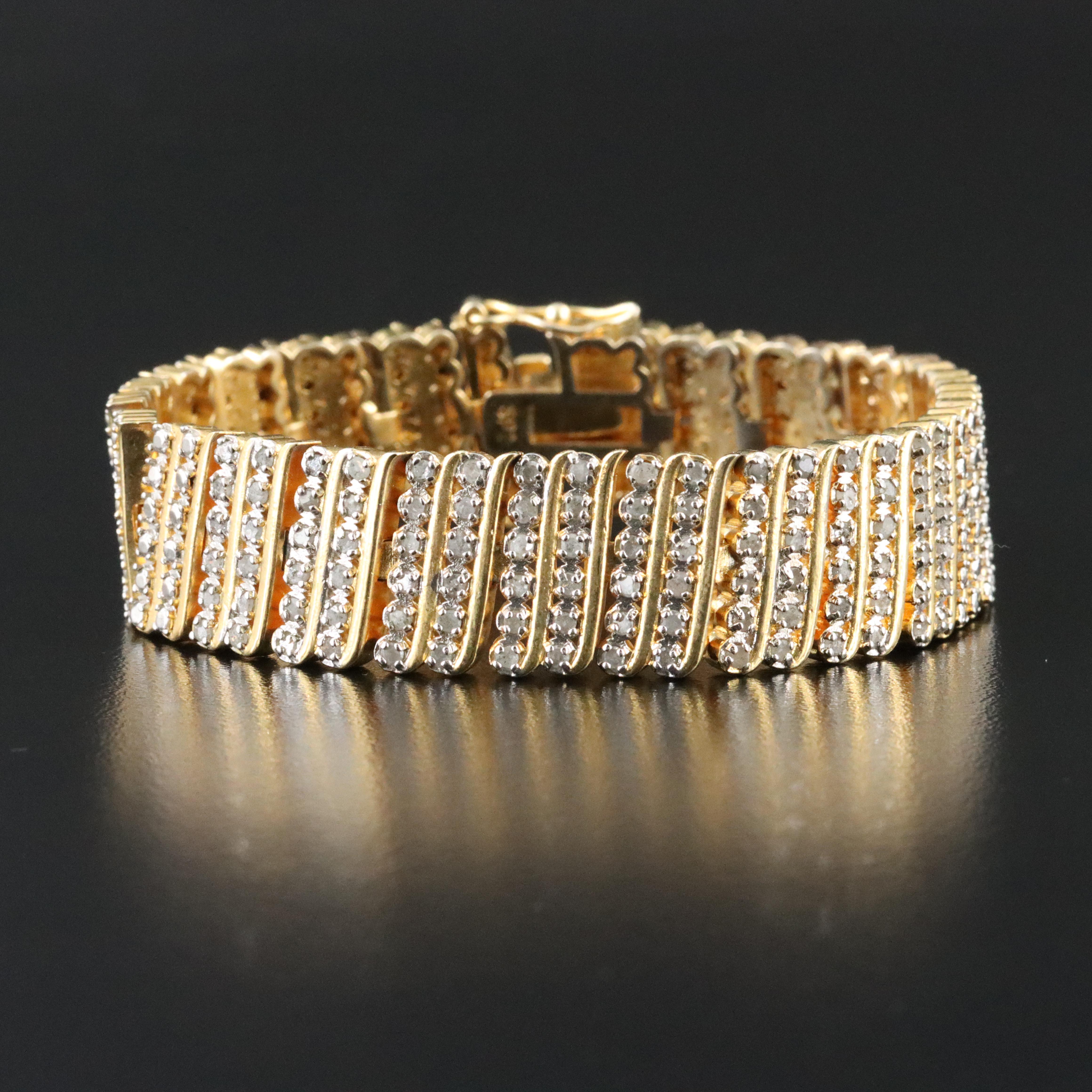 Two-Tone Link Bracelet with Diamond Accents