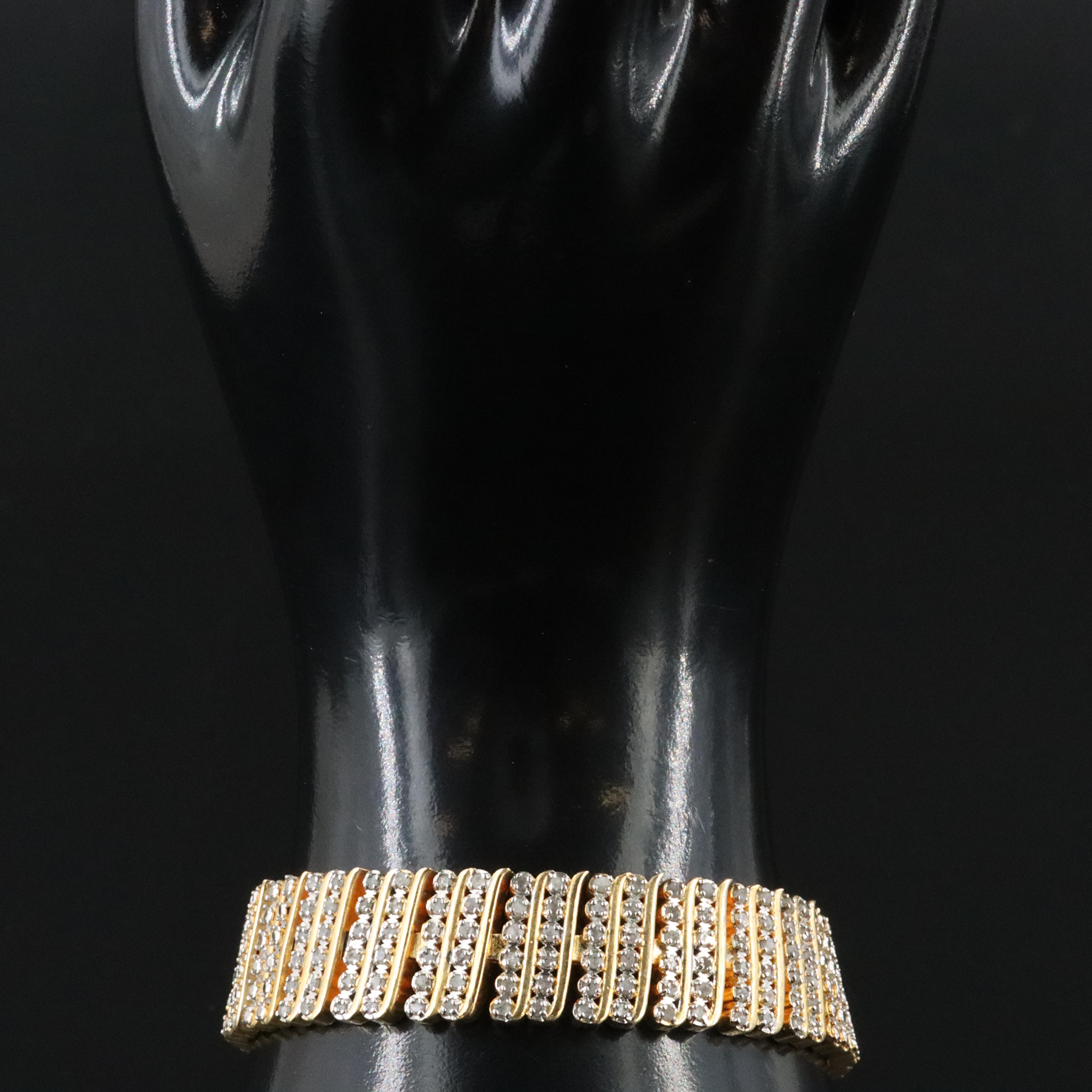Two-Tone Link Bracelet with Diamond Accents
