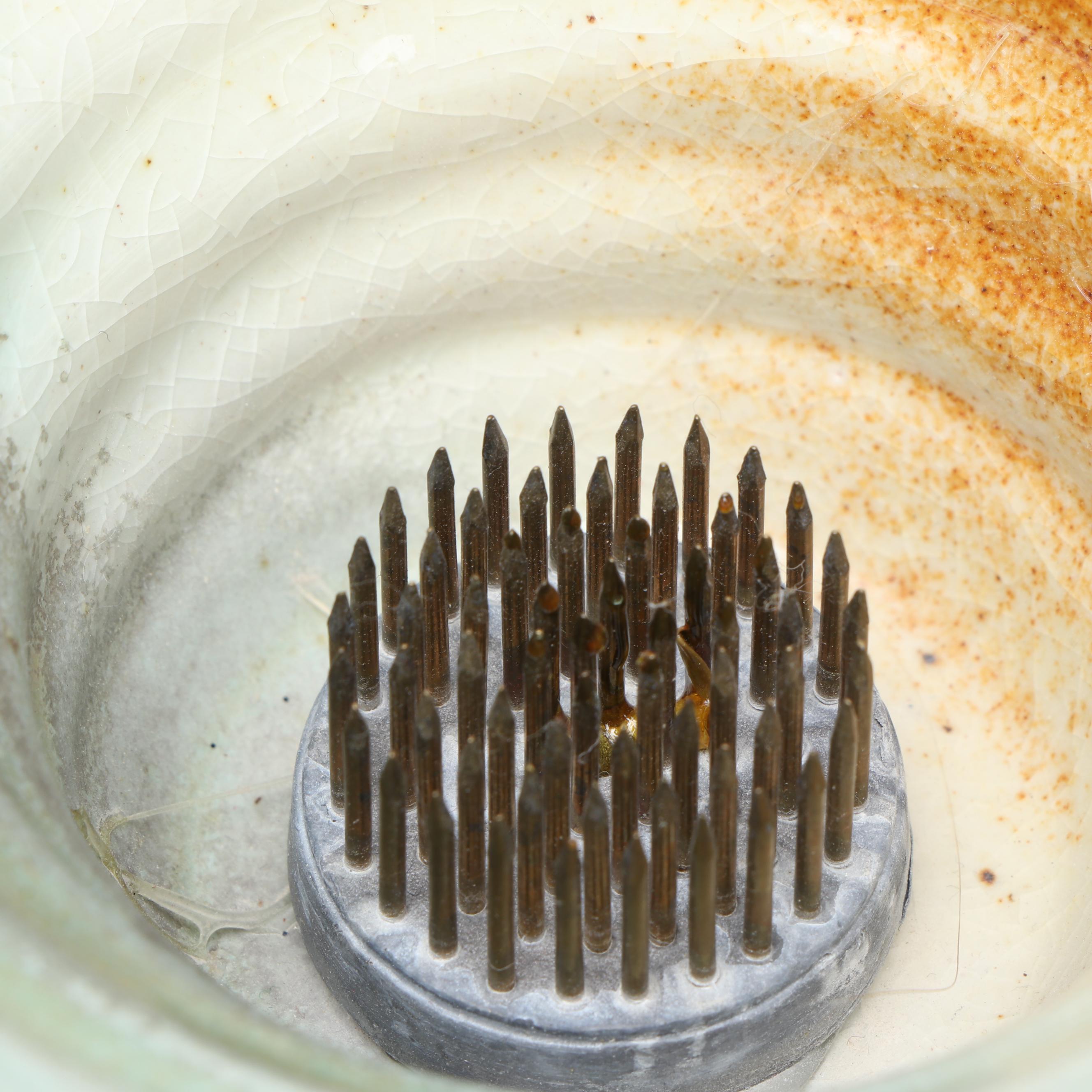 Art Pottery Flower Frog, Plate, Barbara Haring Bud Vases, & Flambe Lidded Box