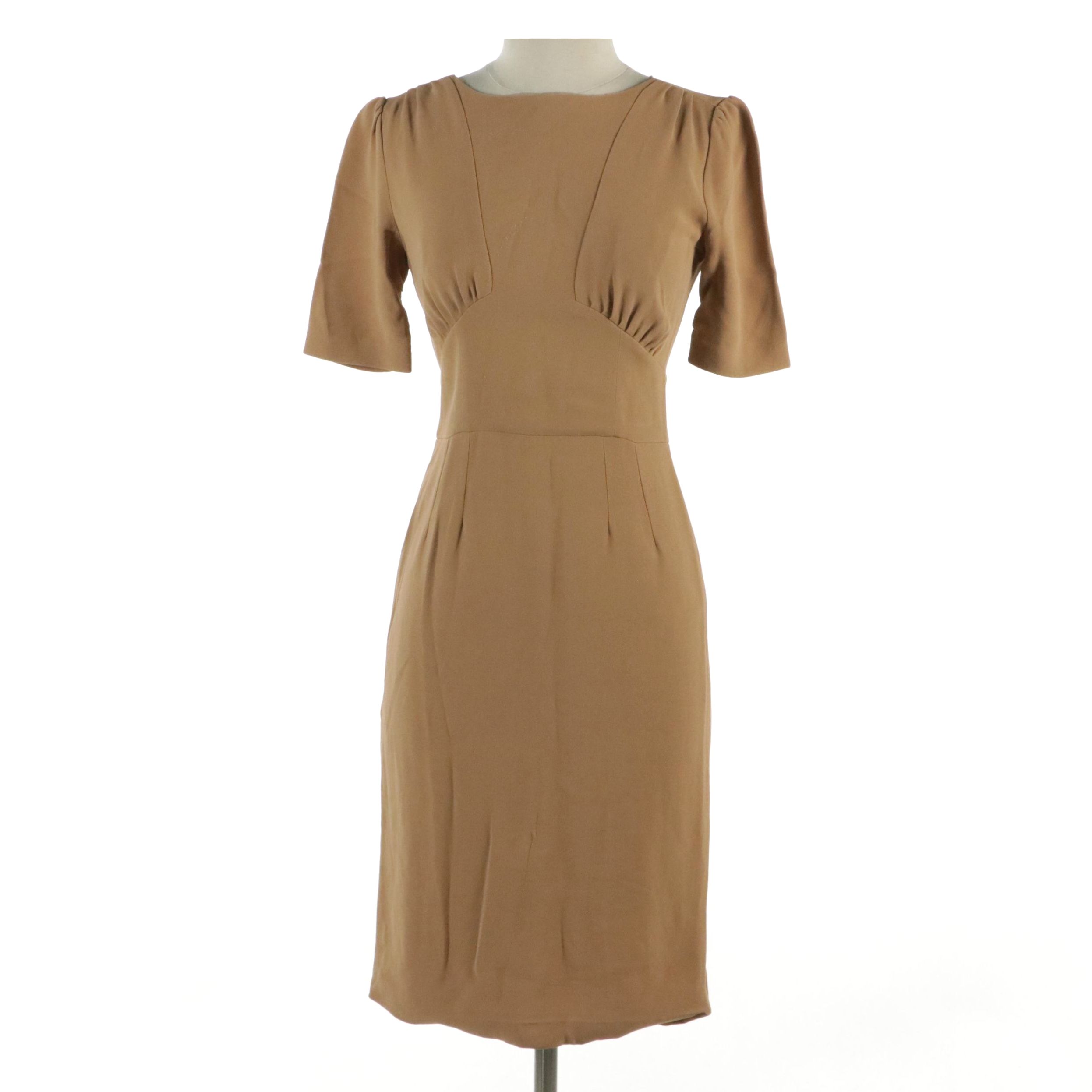 Dolce & Gabbana Pencil Dress with Yoked Waist and Shirred Pleats