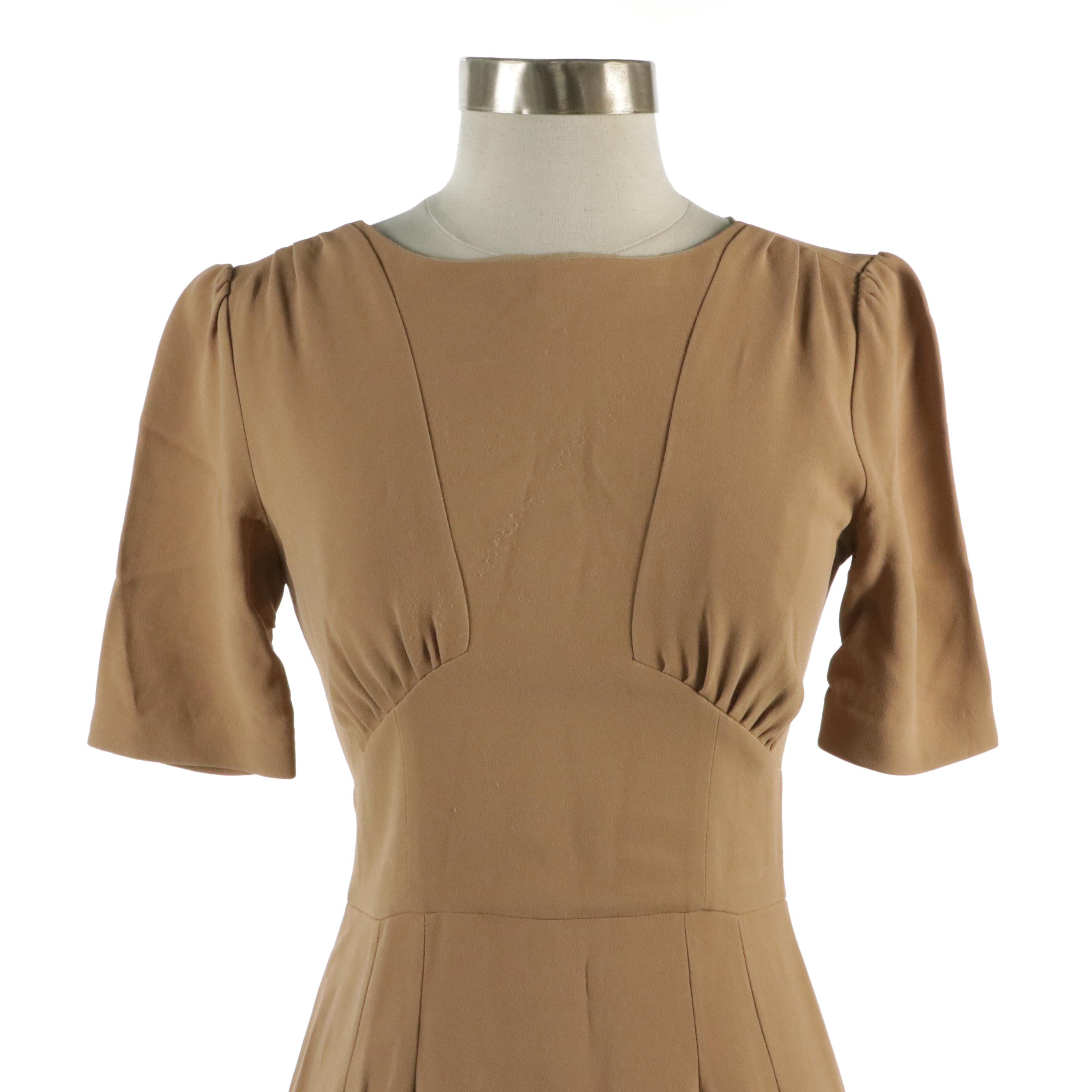 Dolce & Gabbana Pencil Dress with Yoked Waist and Shirred Pleats