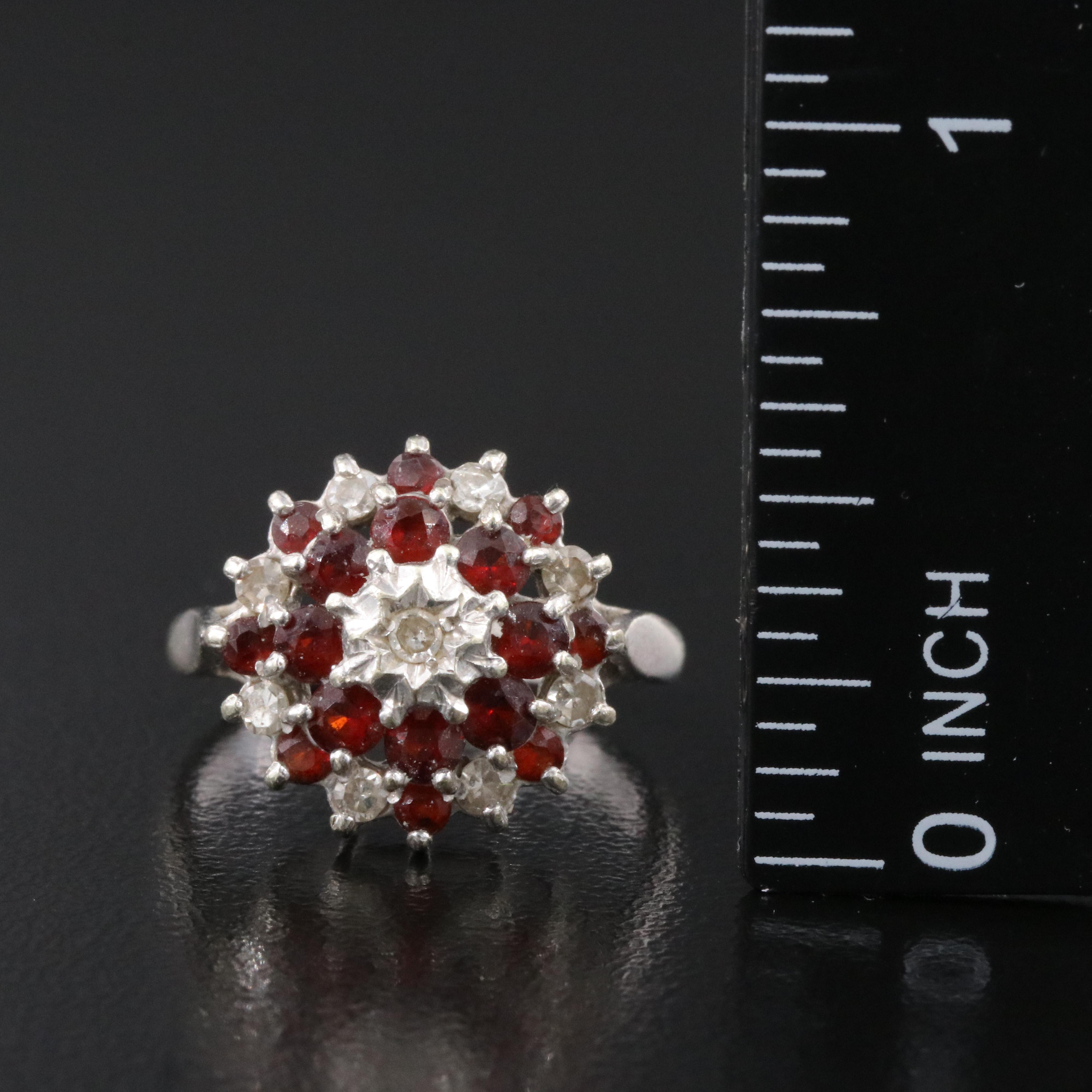 9K Diamond and Garnet Ring