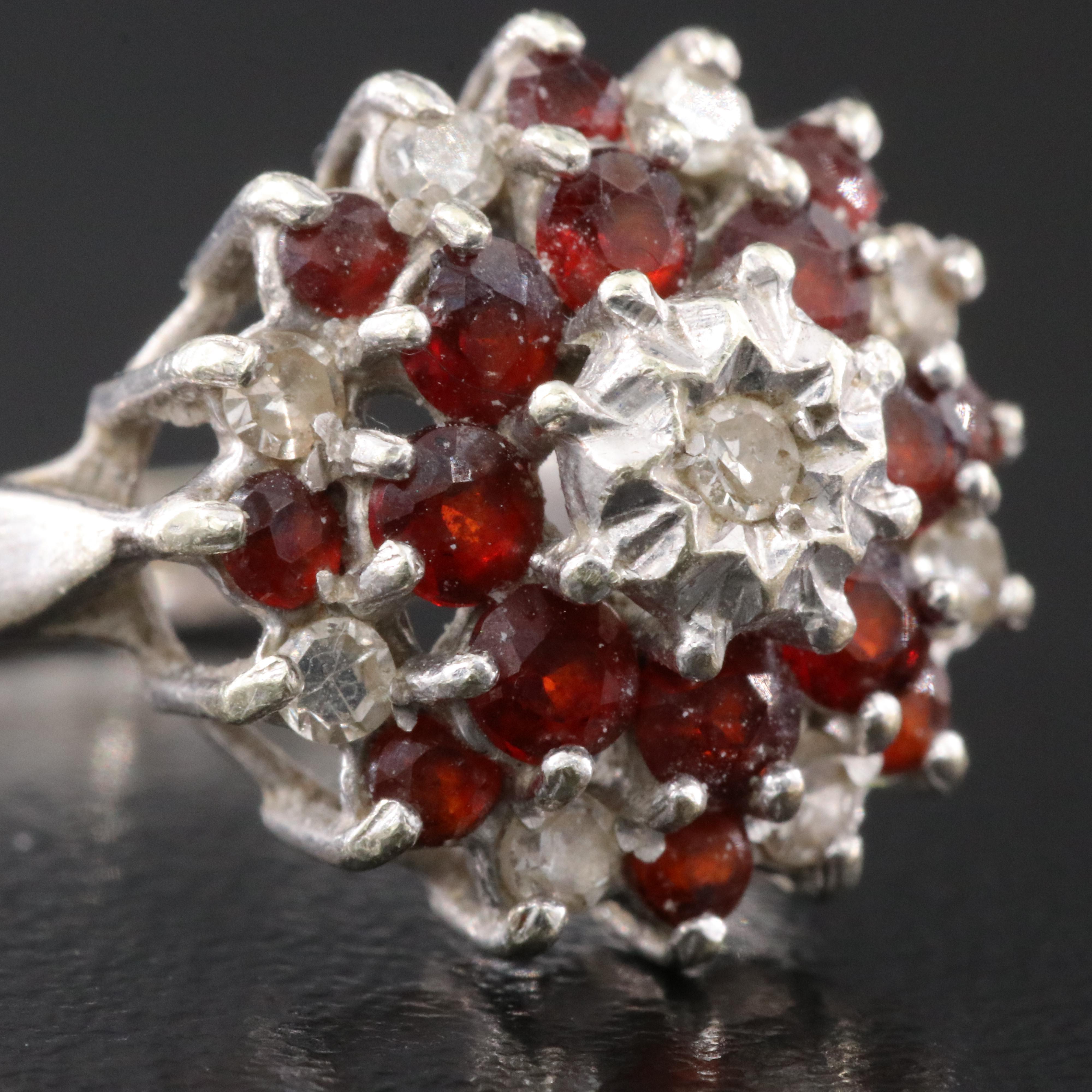 9K Diamond and Garnet Ring
