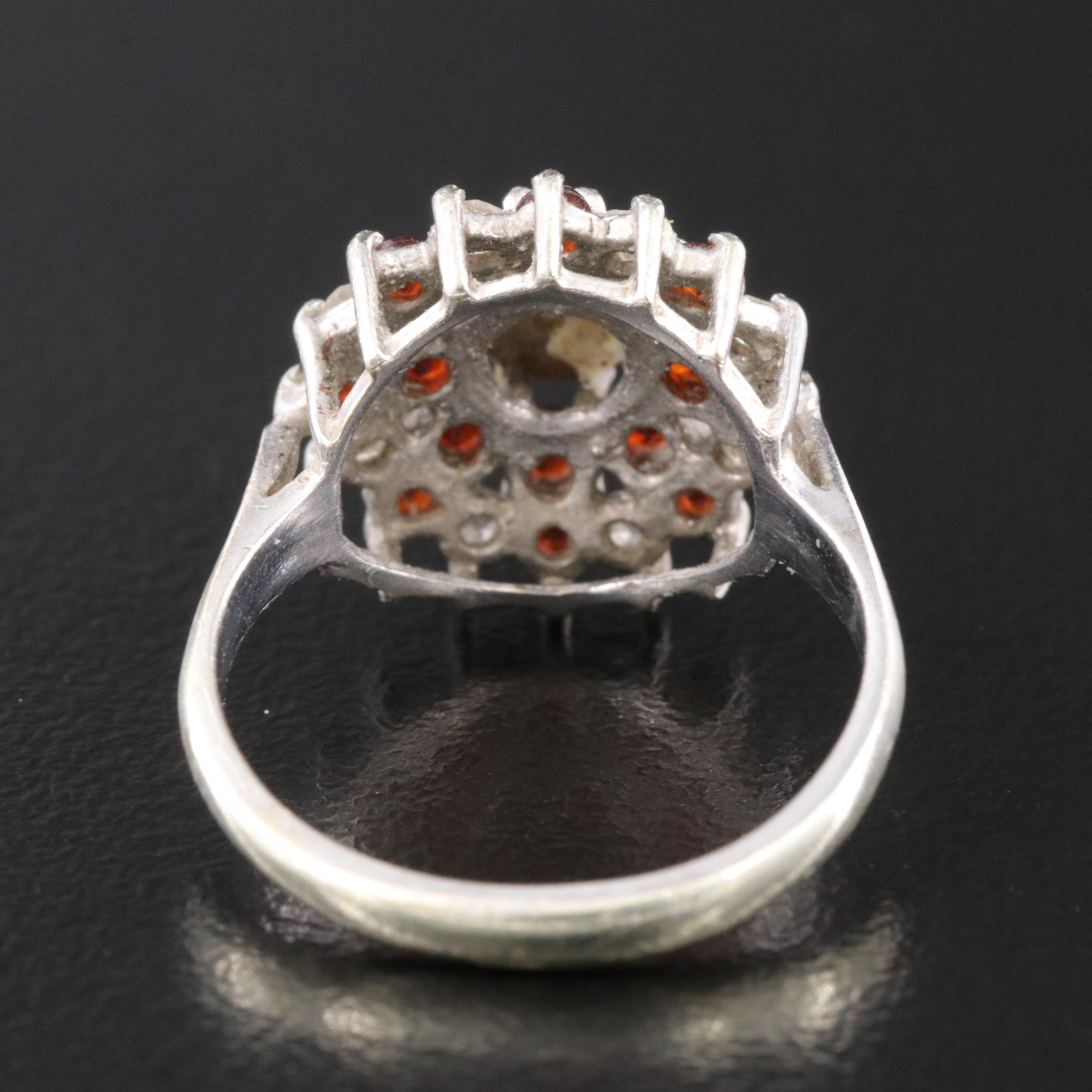 9K Diamond and Garnet Ring