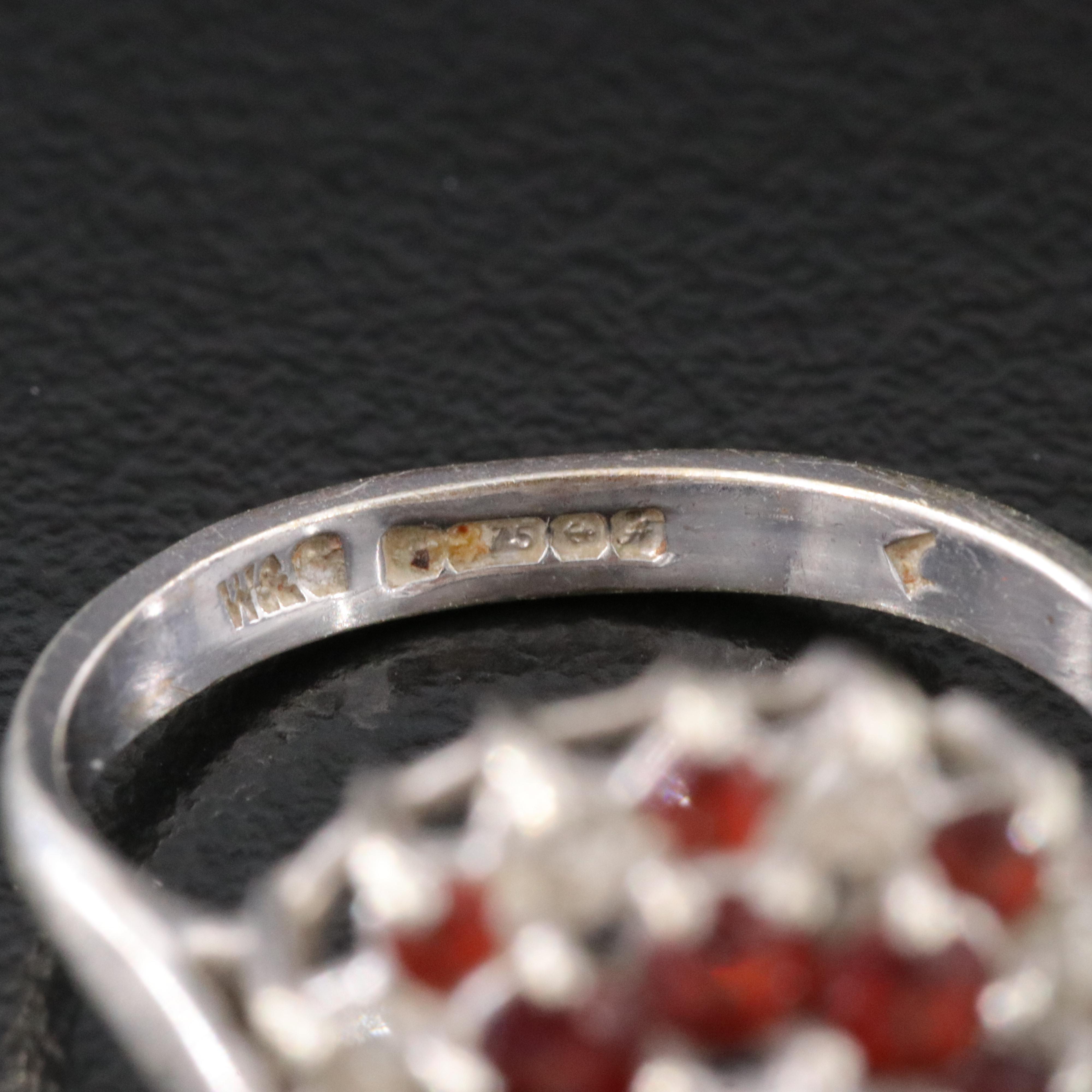 9K Diamond and Garnet Ring