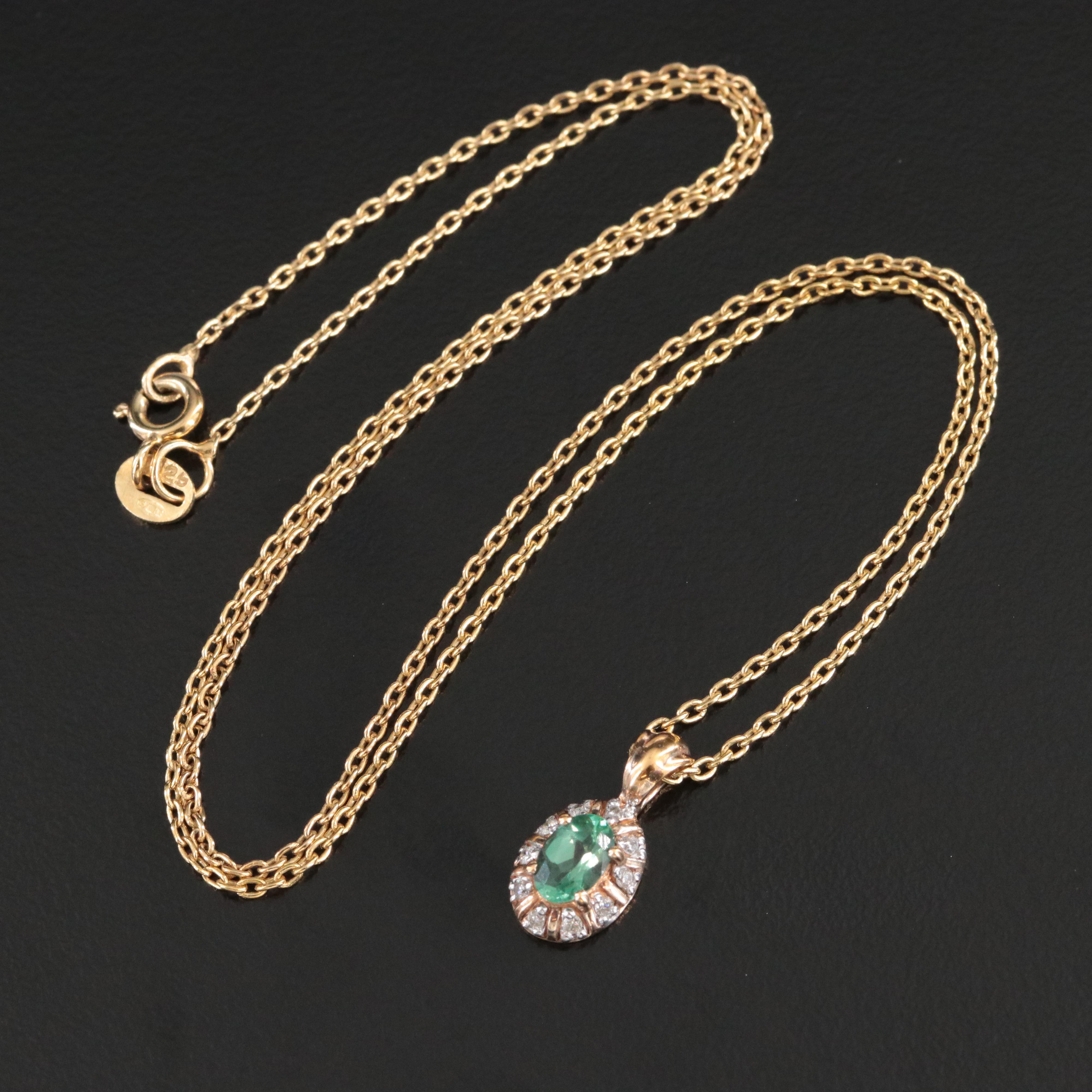 Sterling Alexandrite and Diamond Pendant Necklace