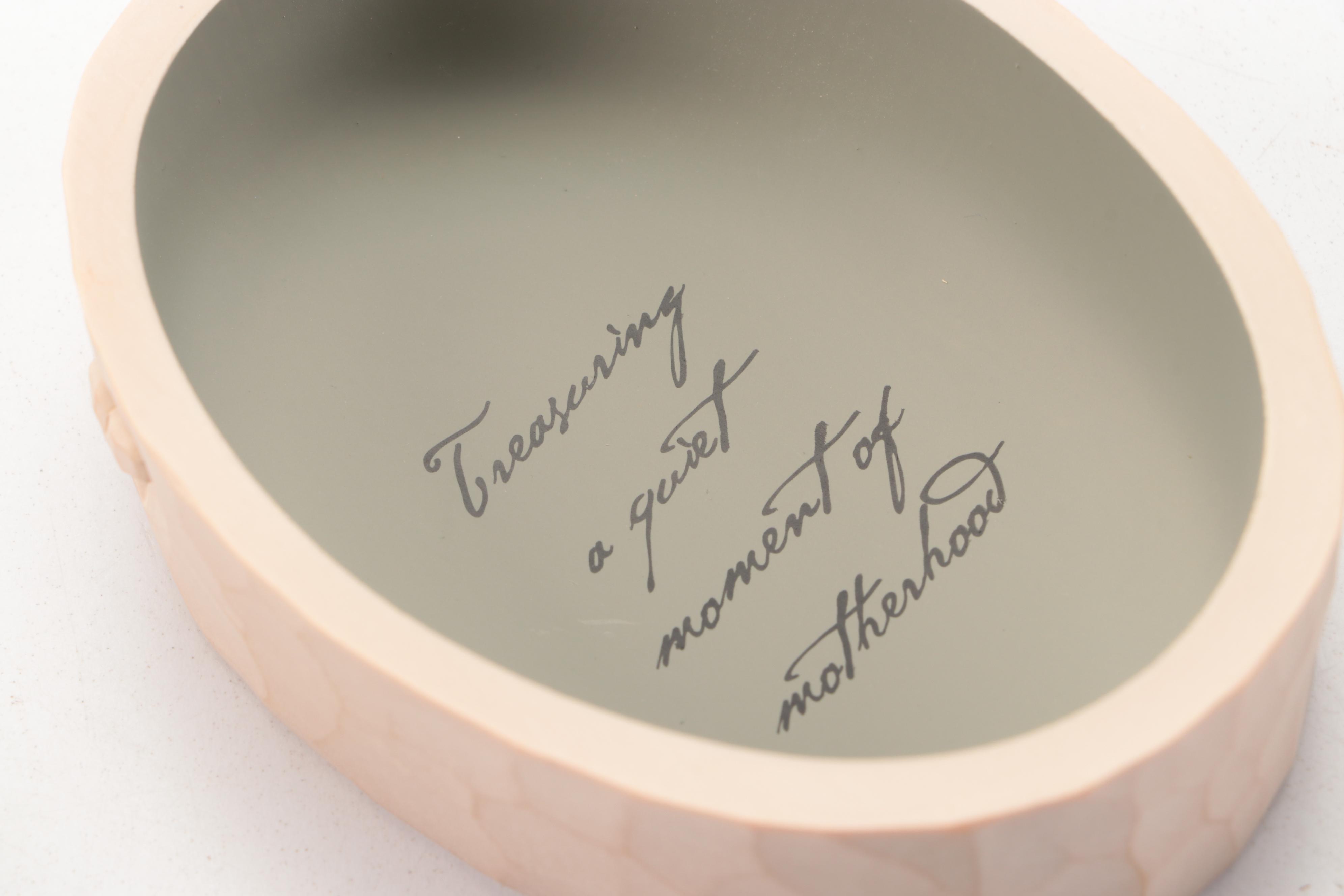 Carole Shiber Hand-Painted Leaf Placemats with Willow Tree Figurine and Box