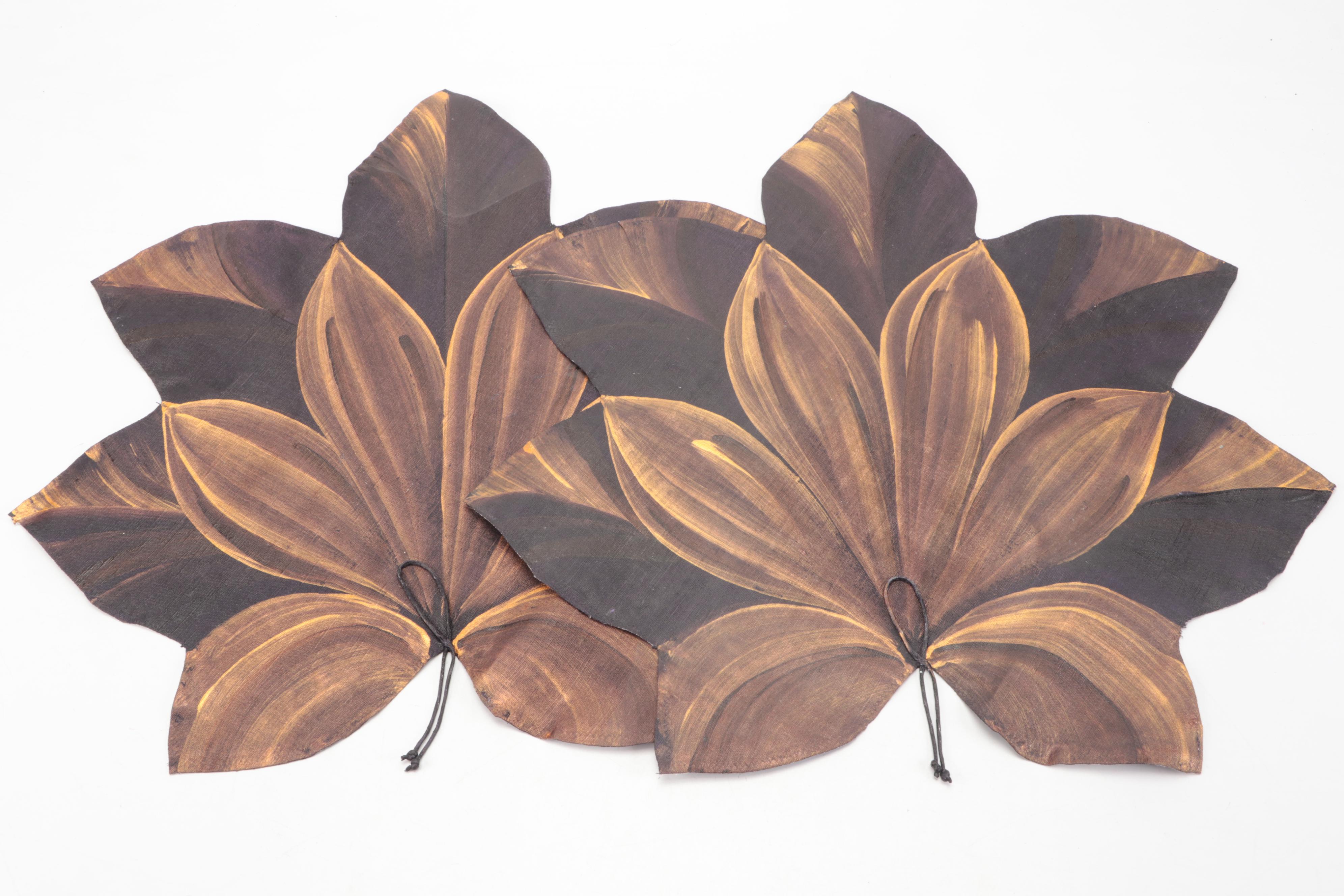 Carole Shiber Hand-Painted Leaf Placemats with Willow Tree Figurine and Box