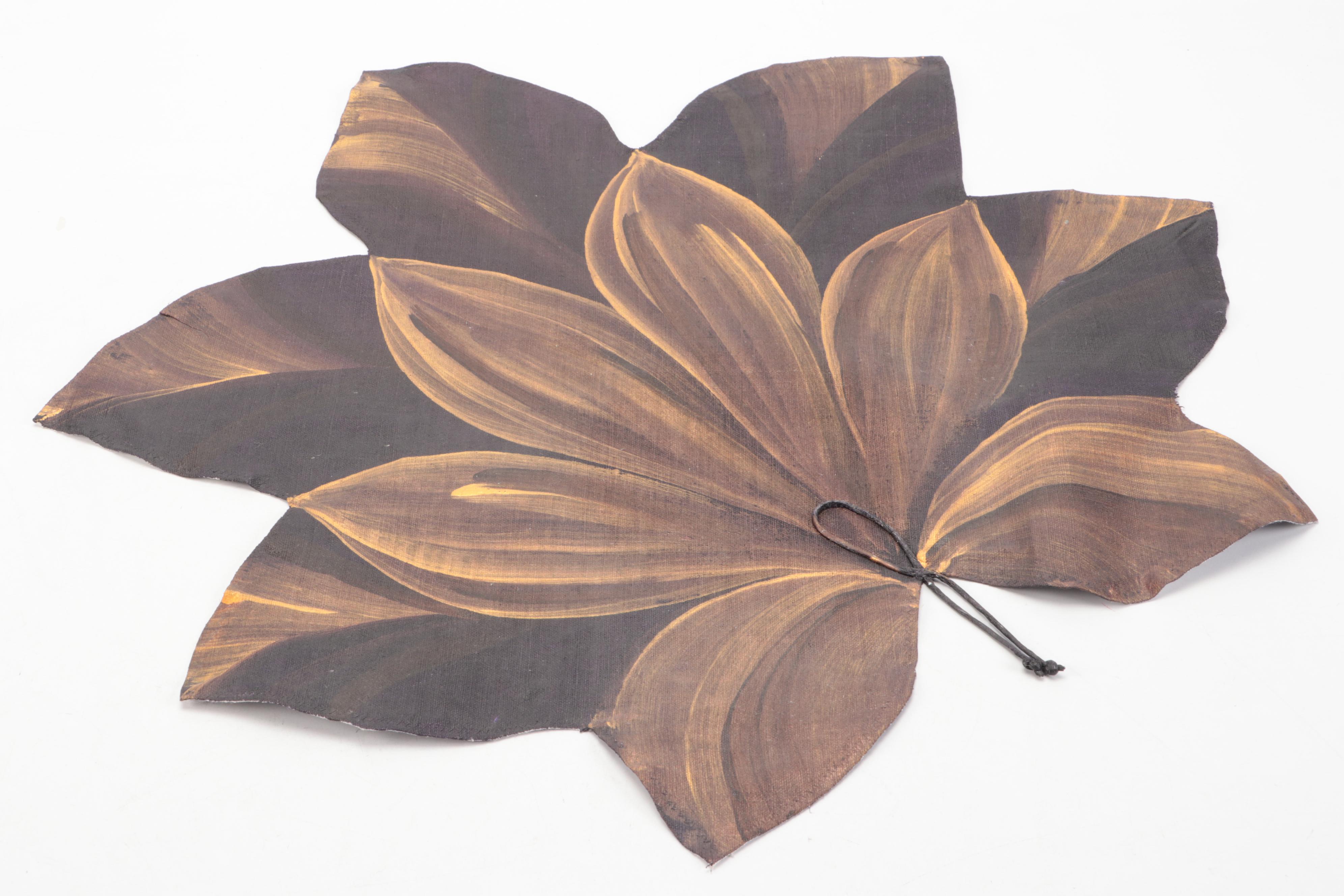 Carole Shiber Hand-Painted Leaf Placemats with Willow Tree Figurine and Box