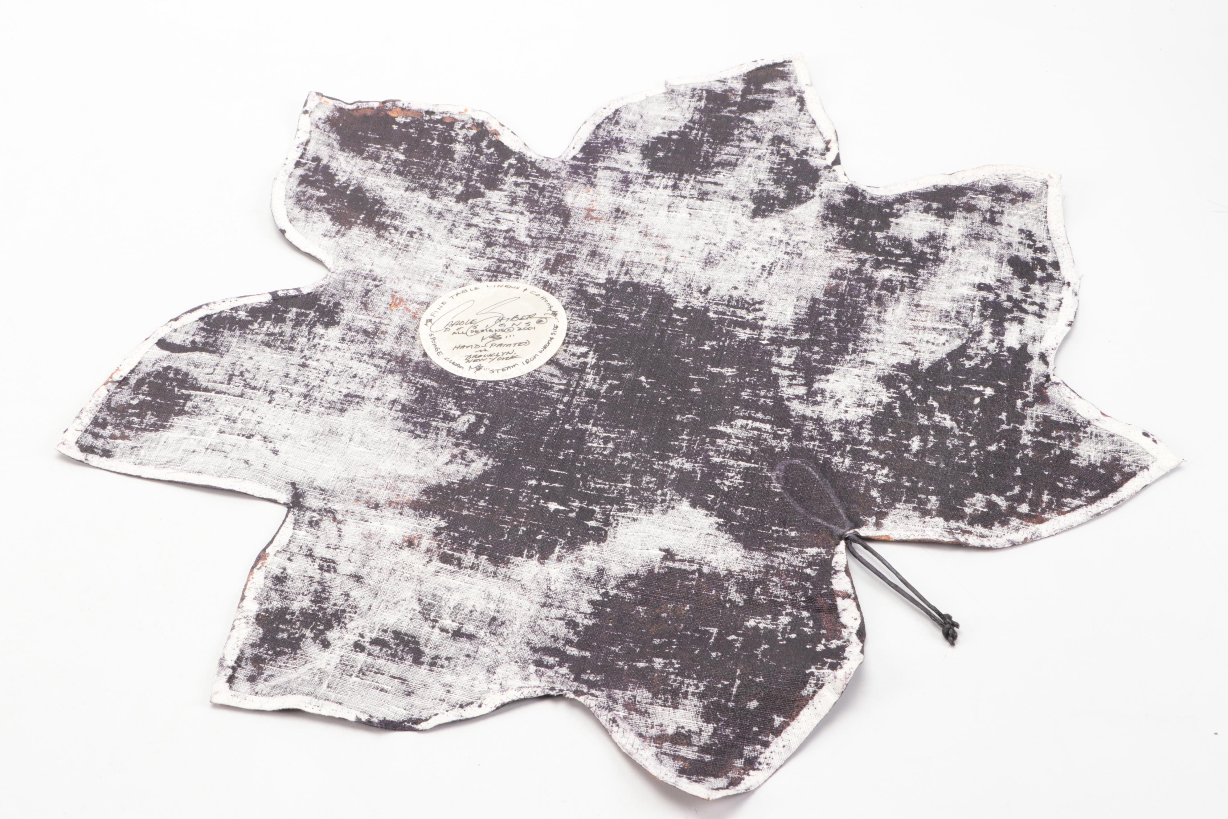 Carole Shiber Hand-Painted Leaf Placemats with Willow Tree Figurine and Box